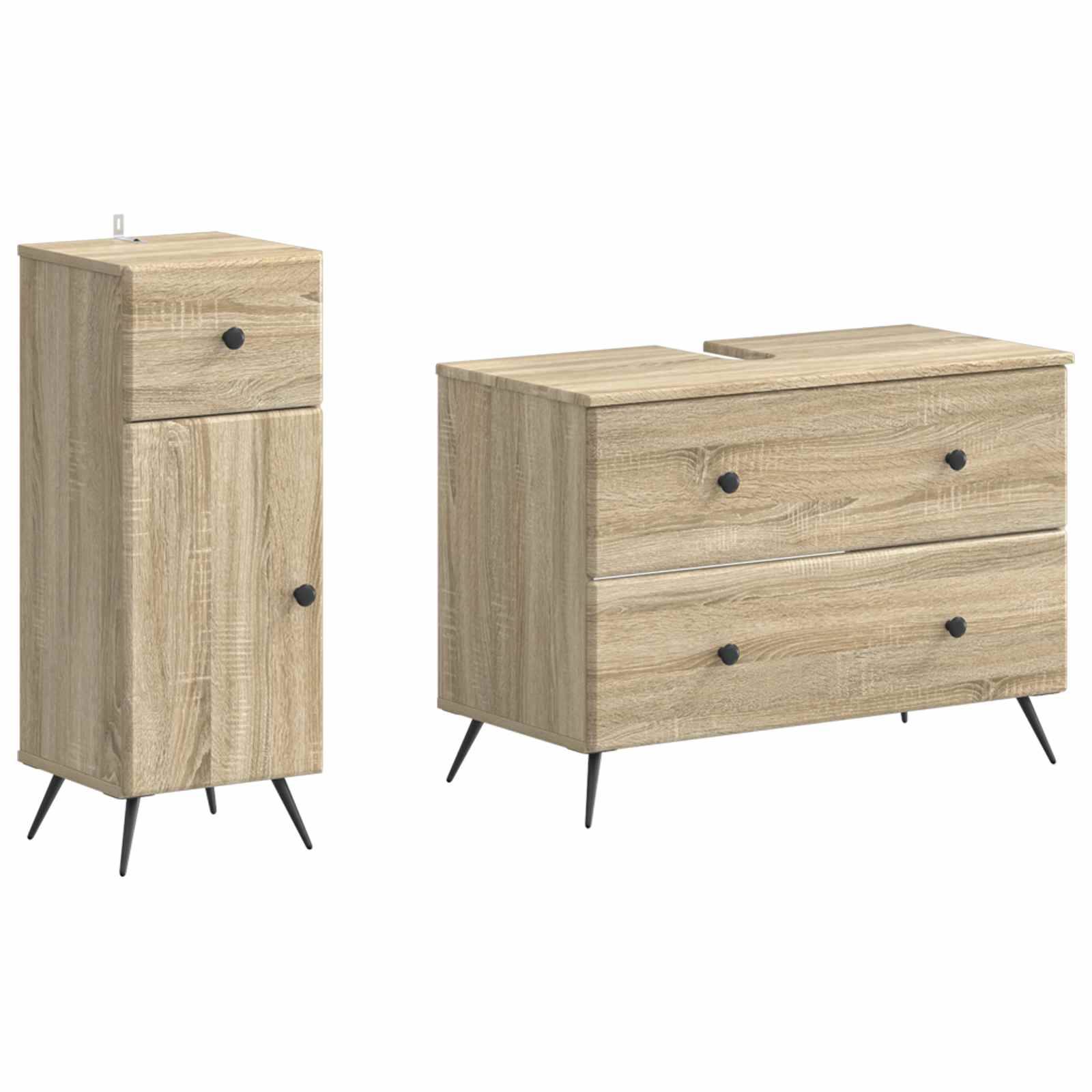 vidaXL 2-teiliges Badezimmer Schrank Set BREDA Sonoma-Eiche