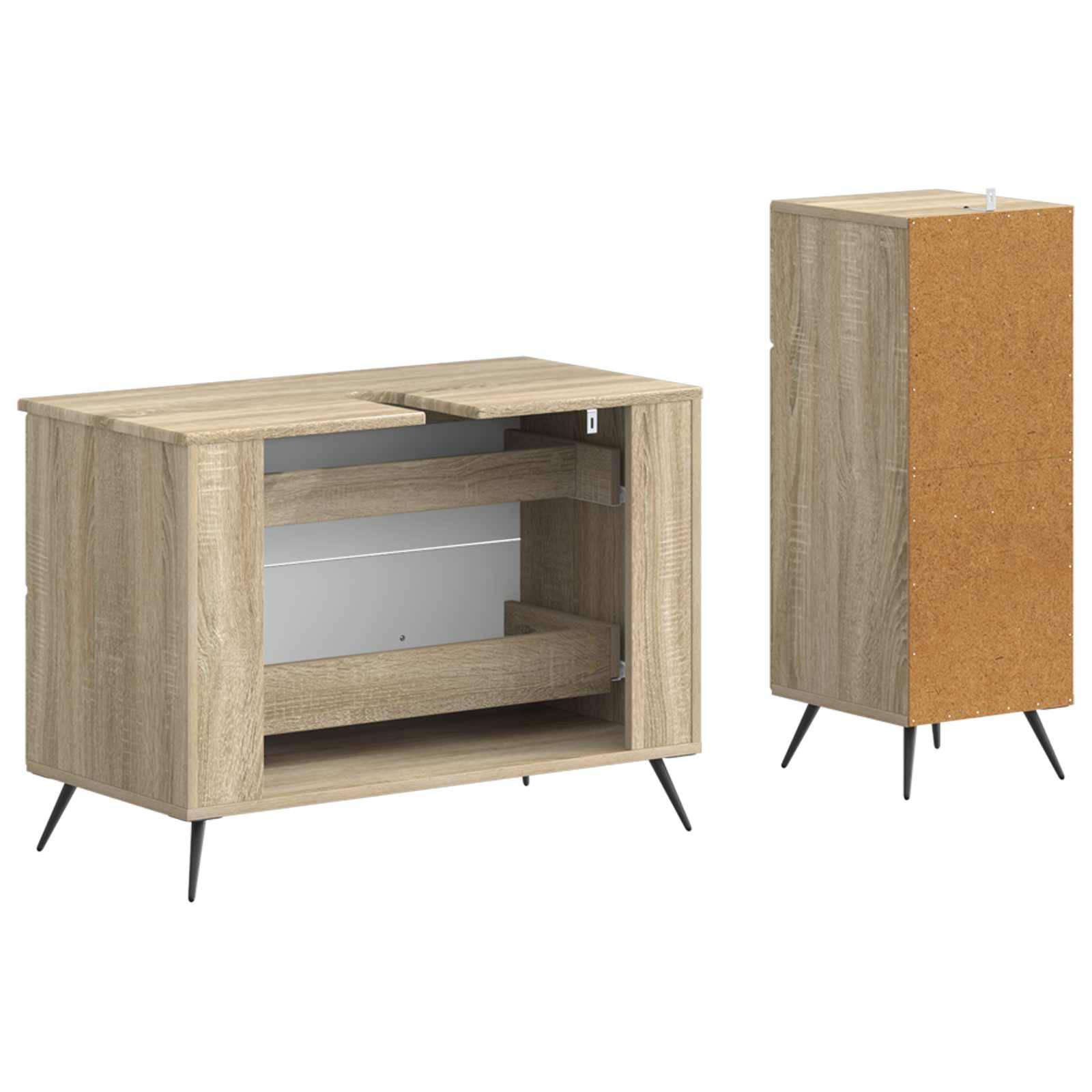 vidaXL 2-teiliges Badezimmer Schrank Set BREDA Sonoma-Eiche