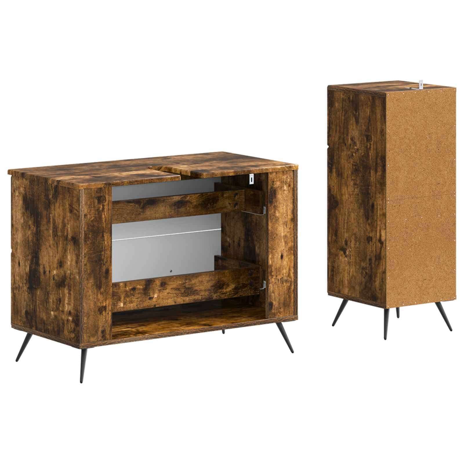 vidaXL 2-teiliges Badezimmer Schrank Set BREDA Raucheiche