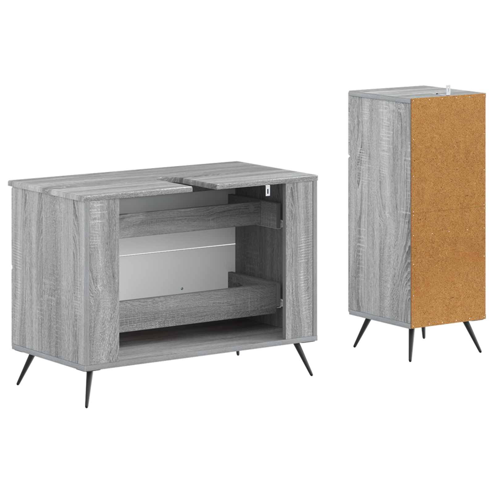 vidaXL 2-teiliges Badezimmer Schrank Set BREDA Sonoma-Grau