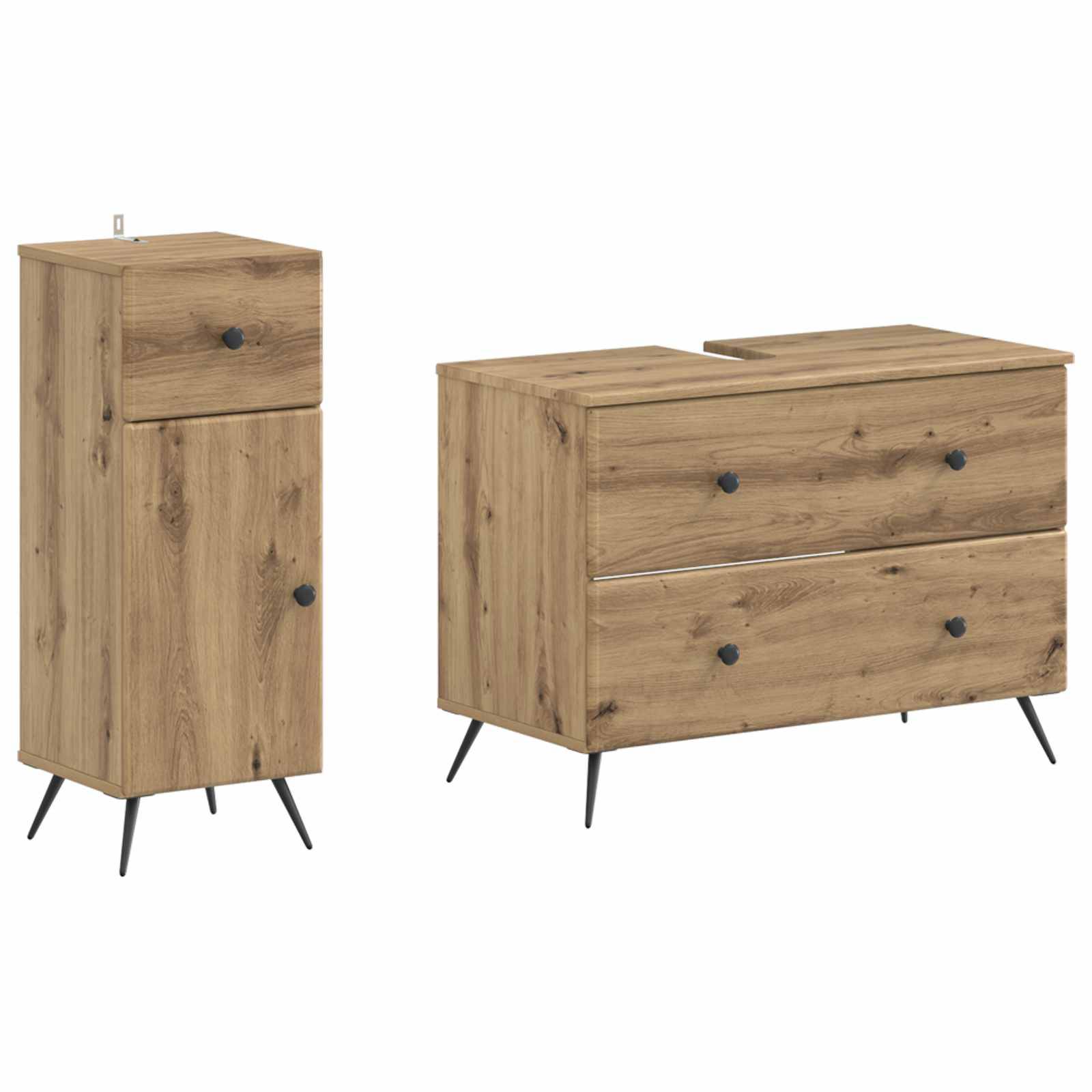 vidaXL 2-teiliges Badezimmer Schrank Set BREDA Artisan-Eiche