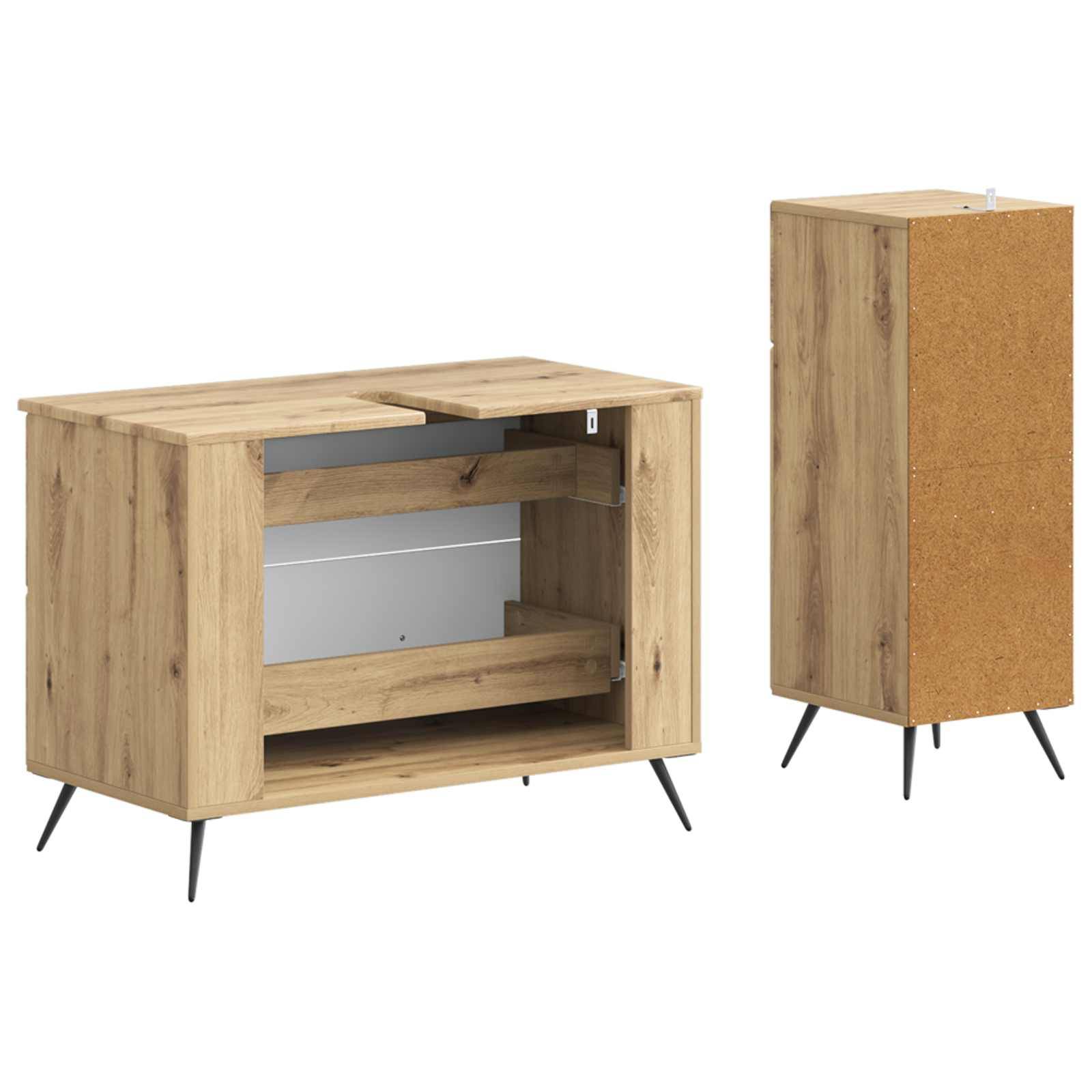 vidaXL 2-teiliges Badezimmer Schrank Set BREDA Artisan-Eiche