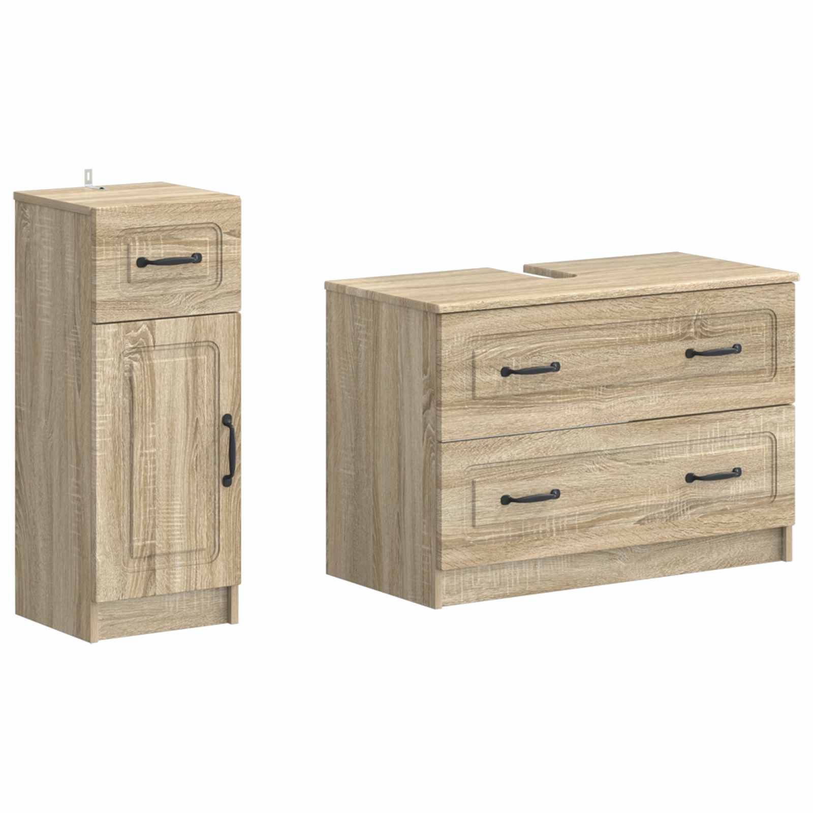 vidaXL 2-teiliges Badezimmer Schrank Set UTRECHT Sonoma-Eiche
