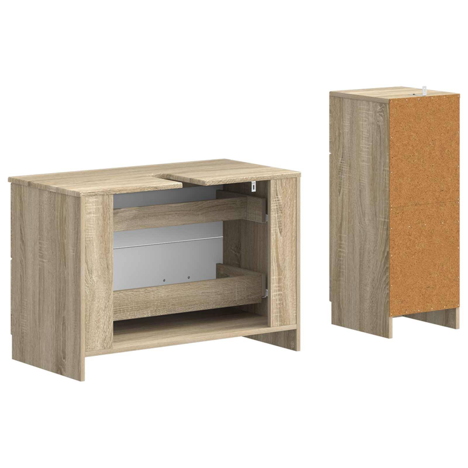 vidaXL 2-teiliges Badezimmer Schrank Set UTRECHT Sonoma-Eiche