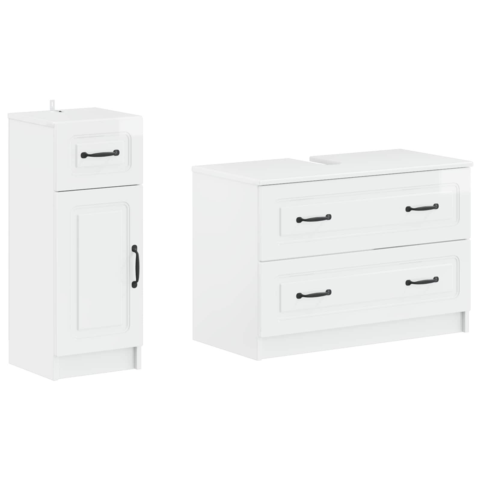 vidaXL 2-teiliges Badezimmer Schrank Set UTRECHT Hochglanz Weiß