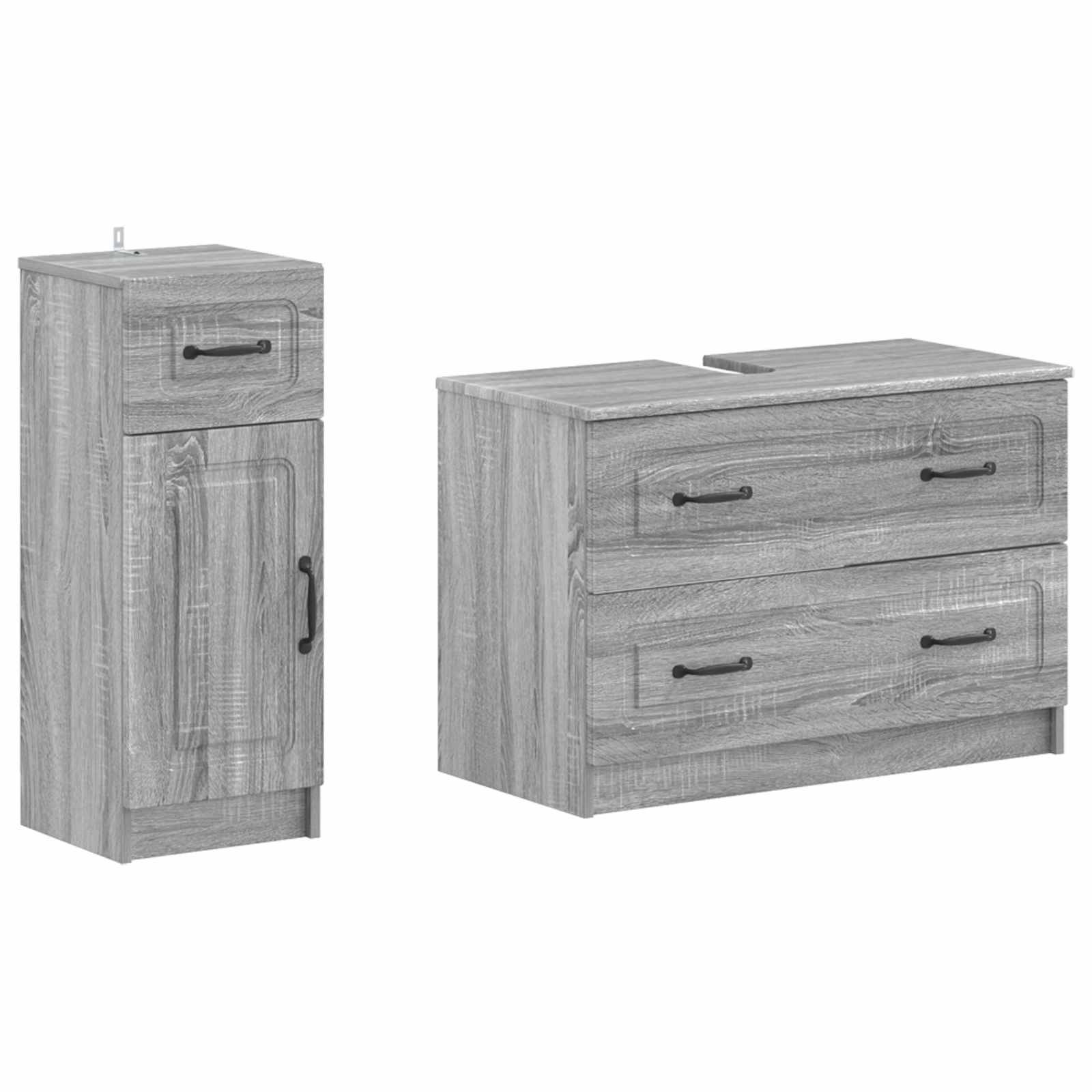 vidaXL 2-teiliges Badezimmer Schrank Set UTRECHT Sonoma-Grau