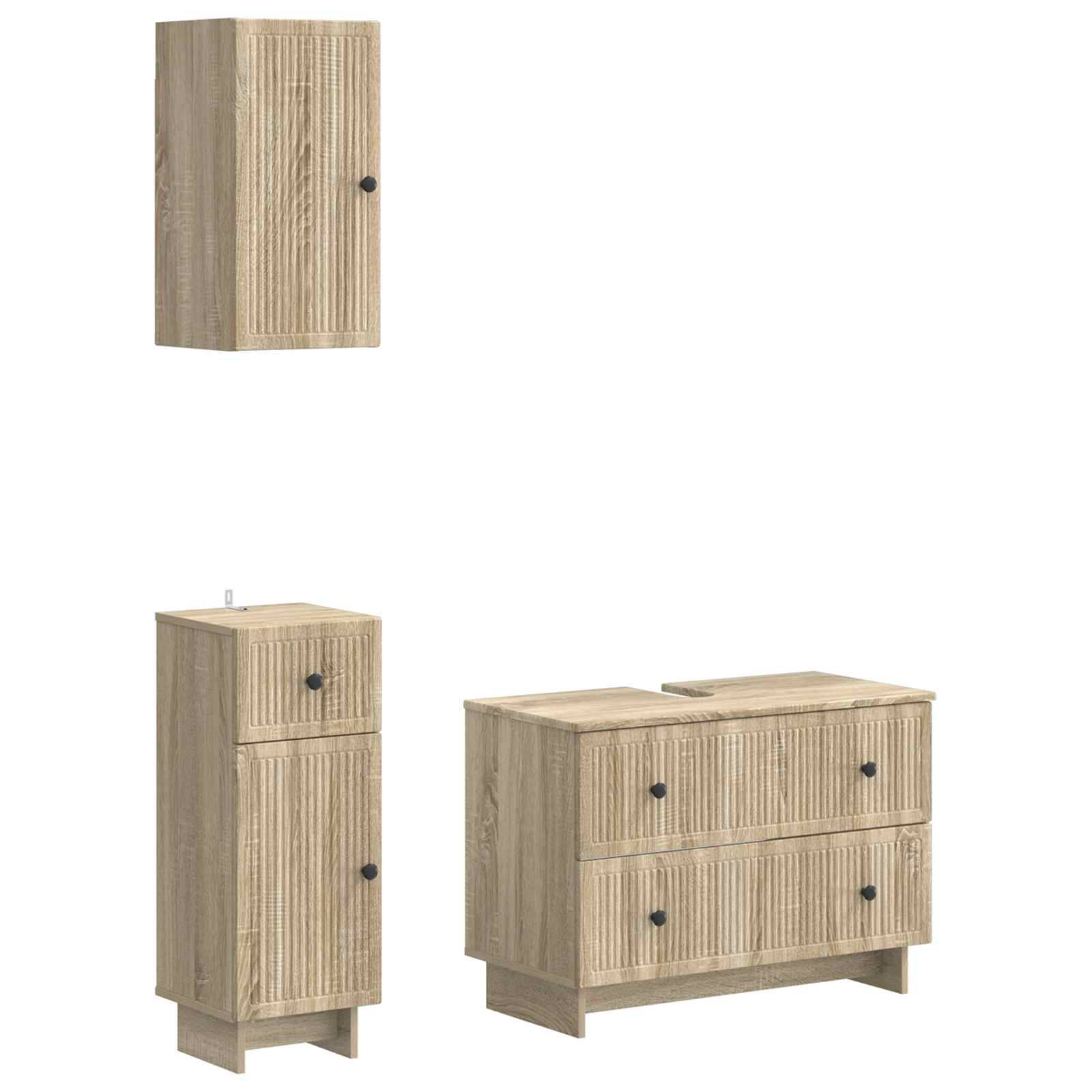 vidaXL 3-teiliges Badezimmer-Schranksystem EDE Sonoma-Eiche