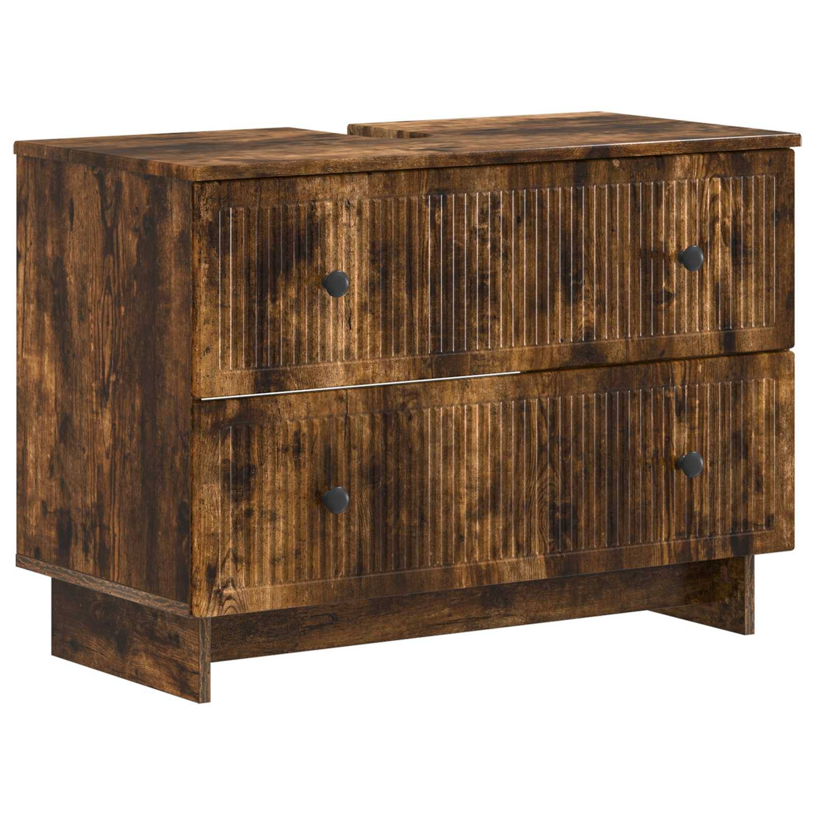 vidaXL 4-teiliges Badezimmer-Schrank-Set EDE Raucheiche Holzwerkstoff
