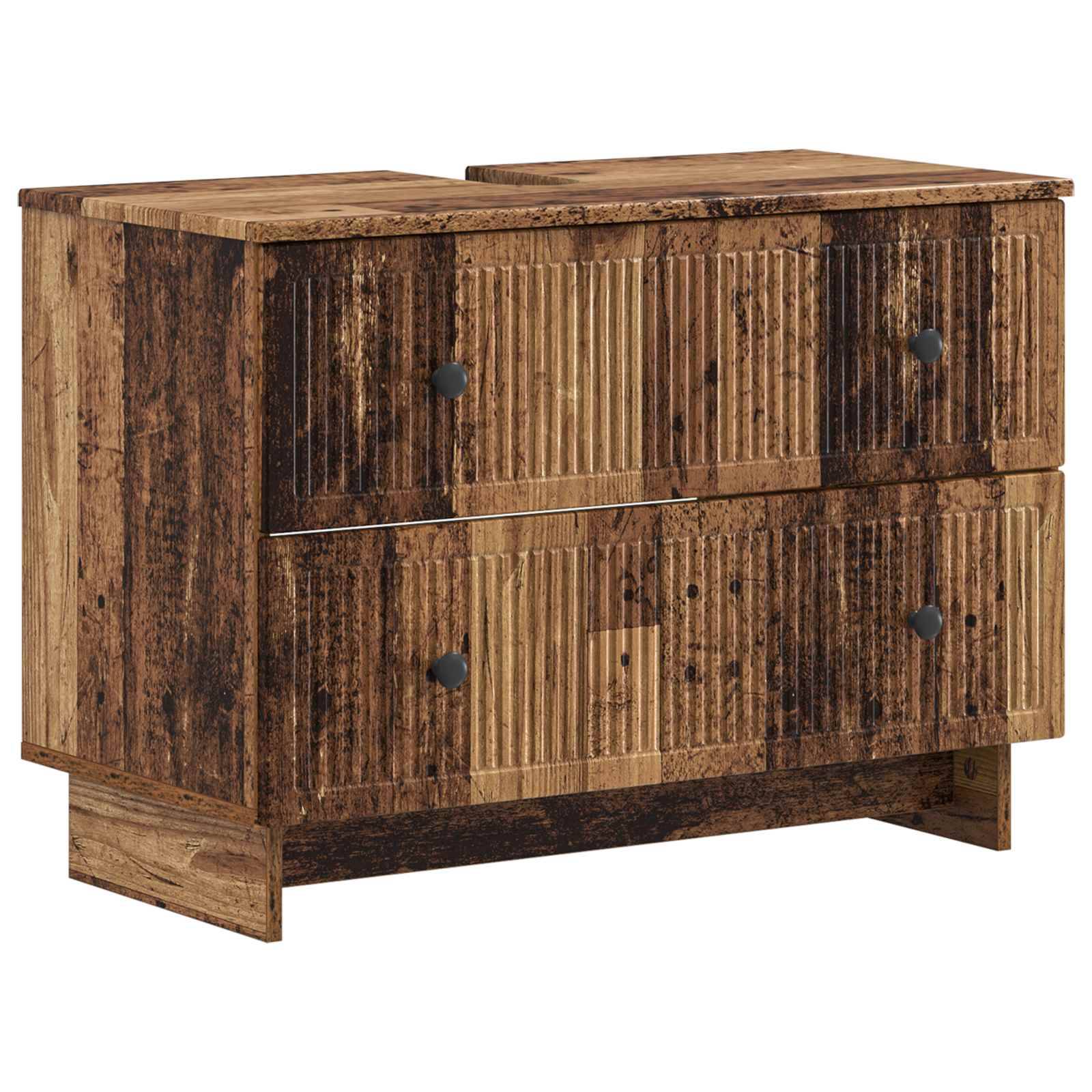 vidaXL 4-teiliges Badezimmer-Schrank-Set EDE Altholz Holzwerkstoff