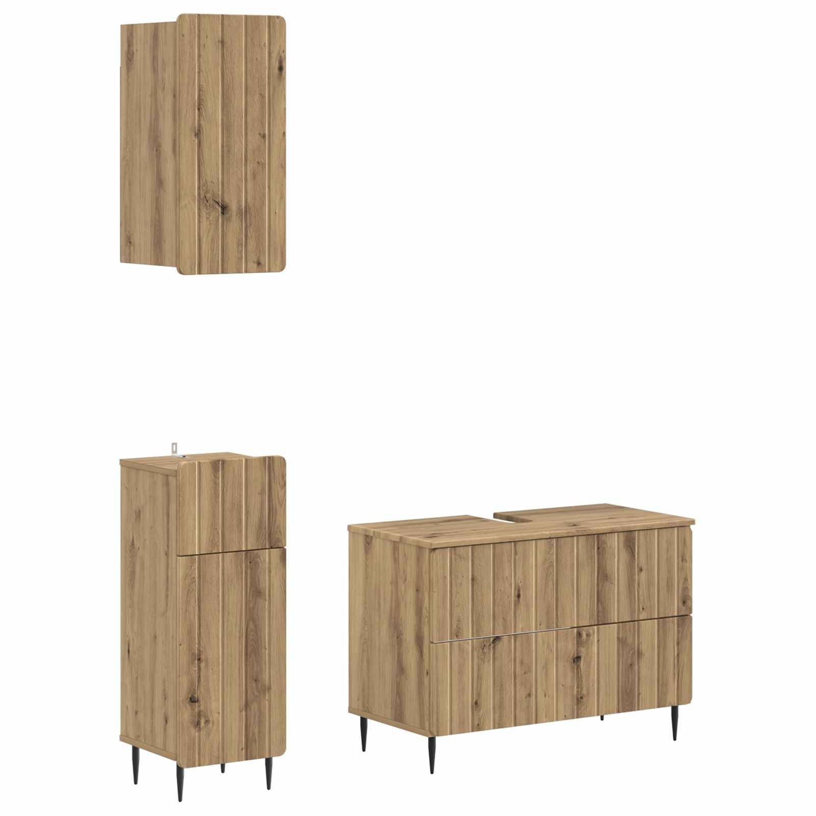 vidaXL 3-teiliges Badezimmer-Schranksystem ZWOLLE Artisan-Eiche