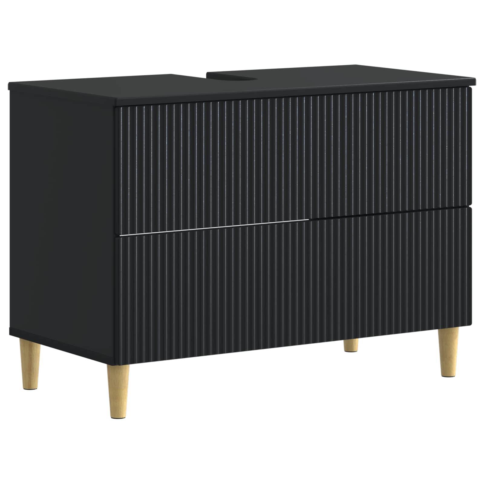 vidaXL 4-teiliges Badezimmer-Schrank-Set ARNHEM Schwarz Holzwerkstoff