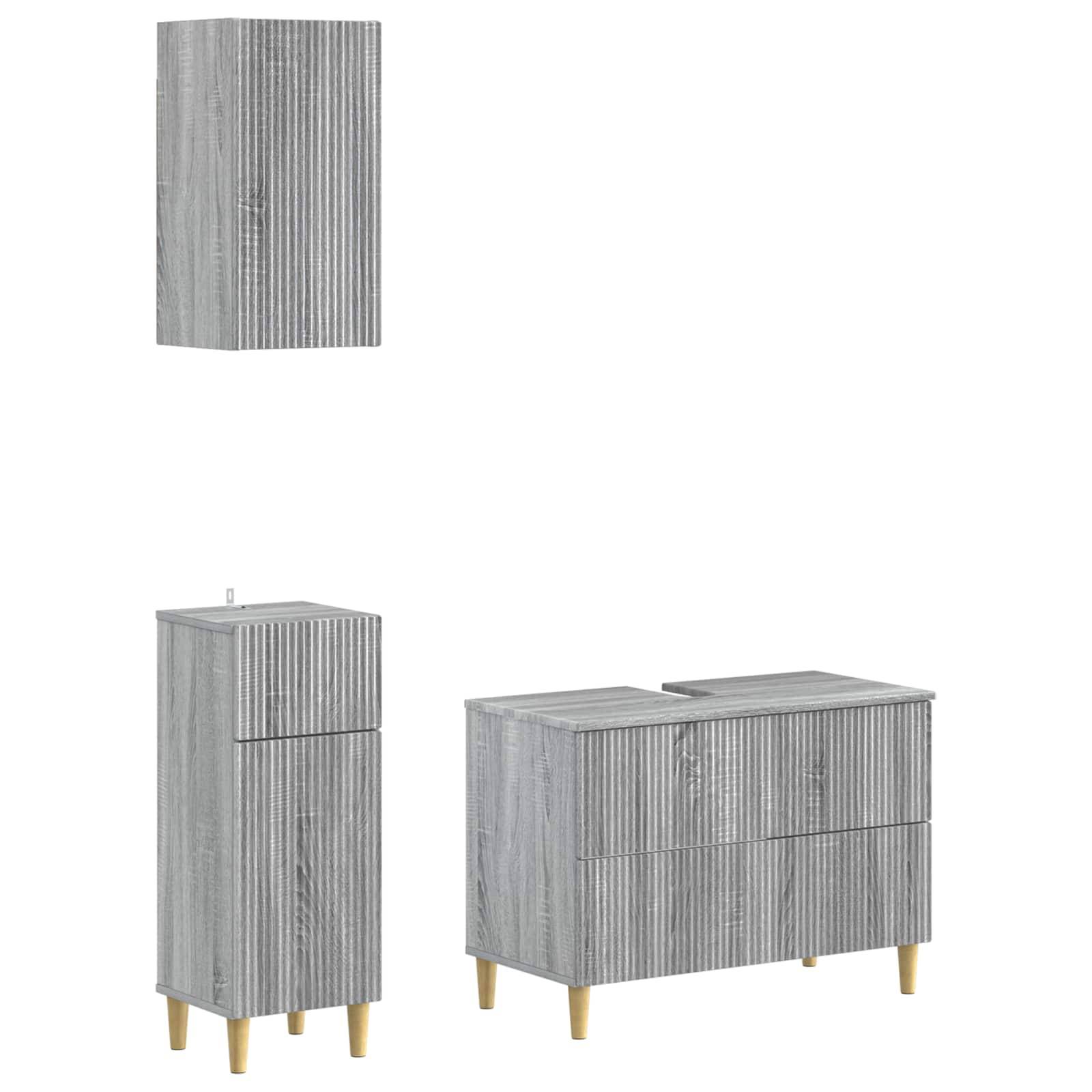 vidaXL 3-teiliges Badezimmer-Schranksystem ARNHEM Sonoma-Grau