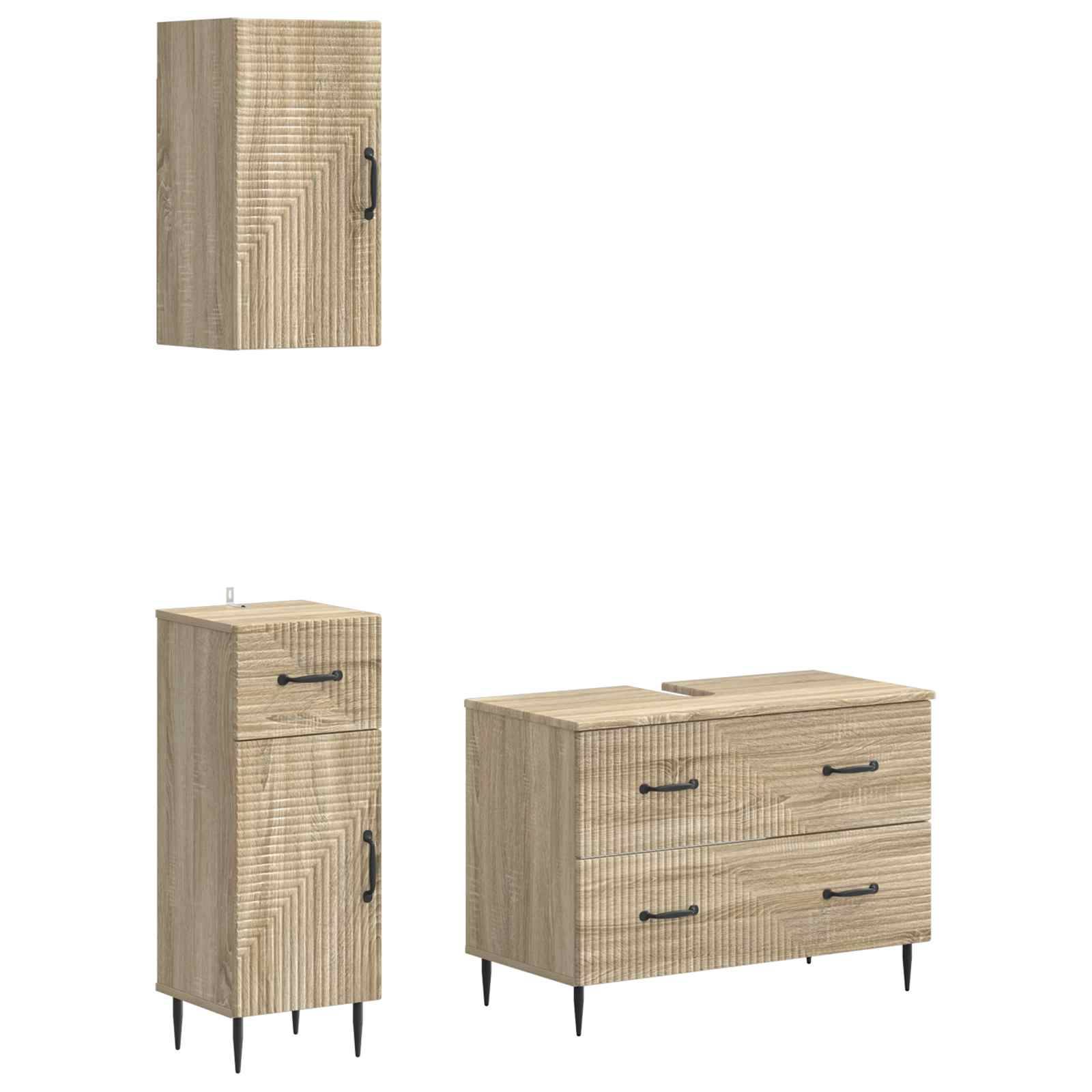 vidaXL 3-teiliges Badezimmer-Schranksystem HAARLEM Sonoma-Eiche