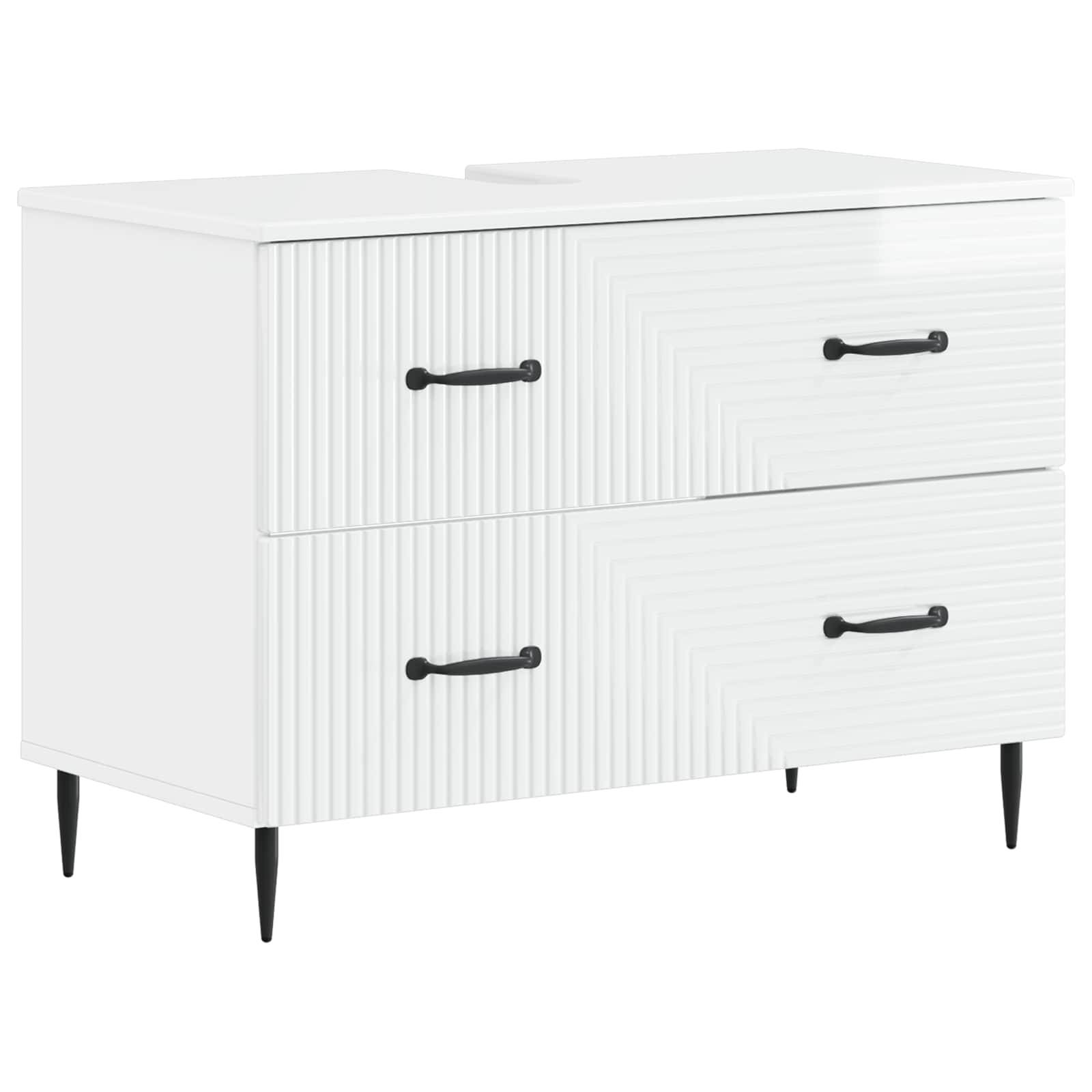 vidaXL 4-teiliges Badezimmer-Schrank-Set HAARLEM Hochglanz Weiß