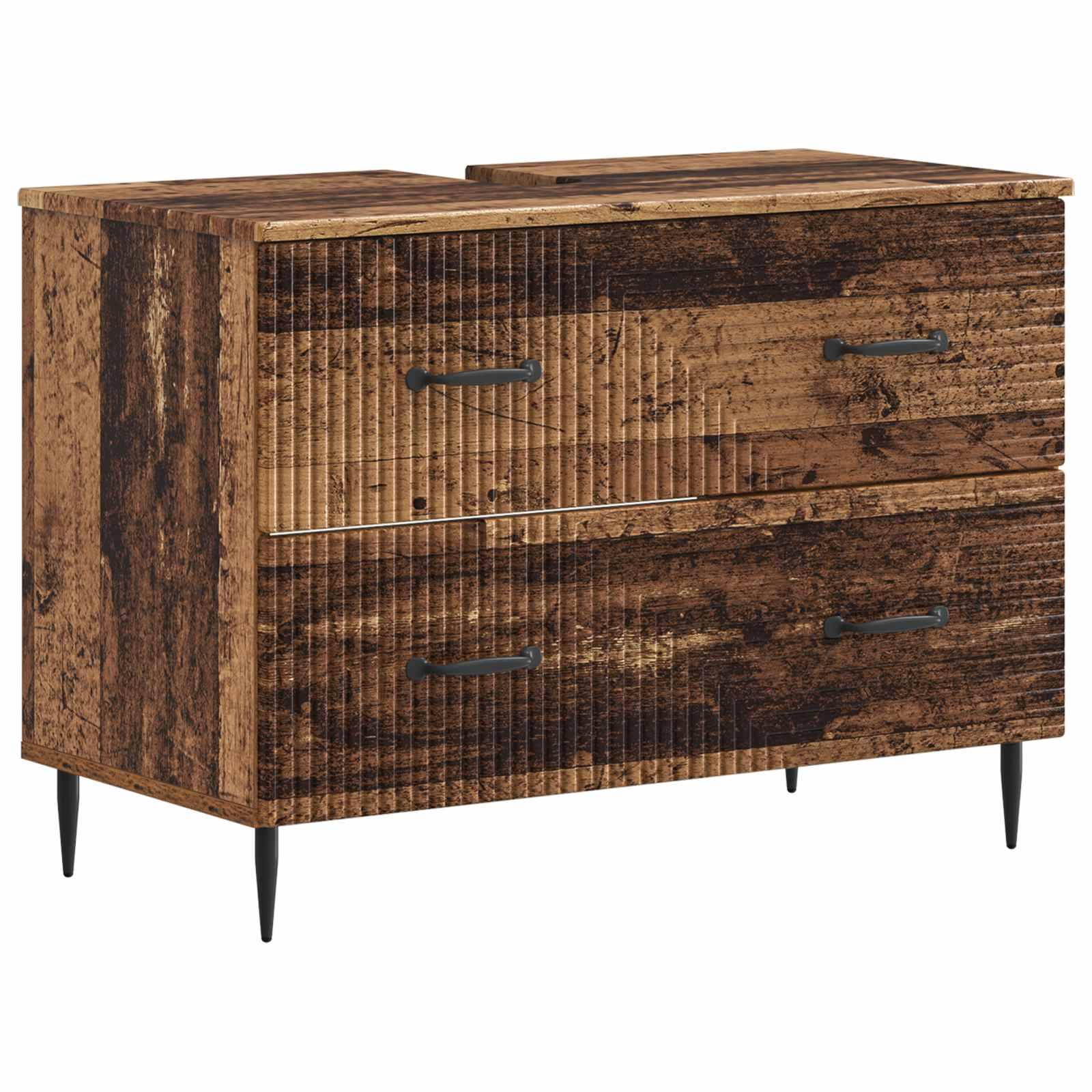 vidaXL 4-teiliges Badezimmer-Schrank-Set HAARLEM Altholz Holzwerkstoff
