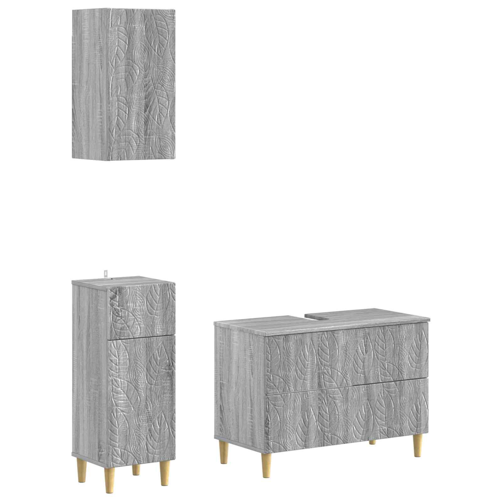 vidaXL 3-teiliges Badezimmer-Schranksystem DELFT Sonoma-Grau