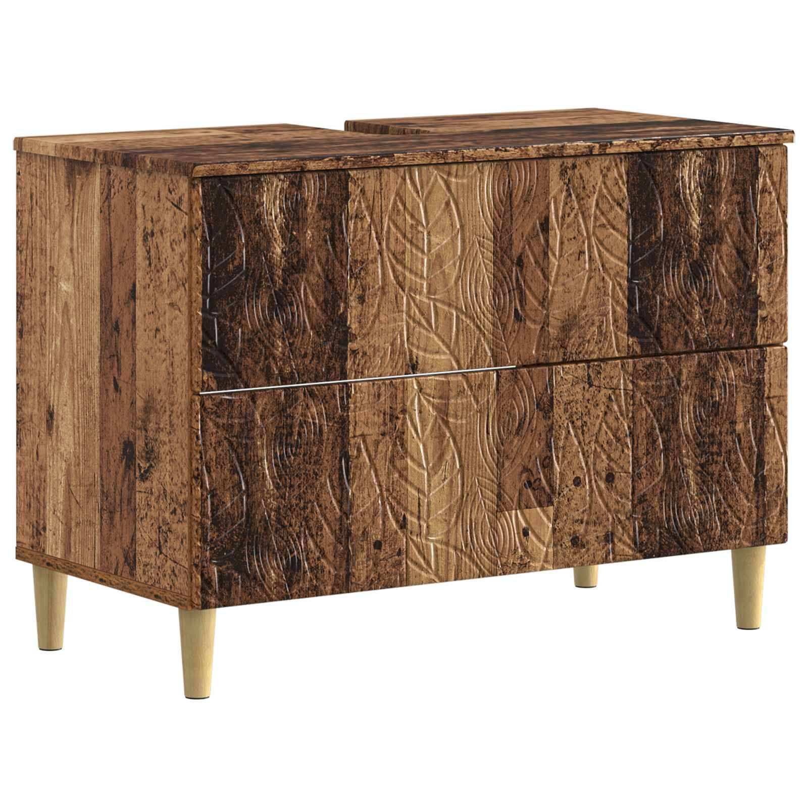 vidaXL 4-teiliges Badezimmer-Schrank-Set DELFT Altholz Holzwerkstoff