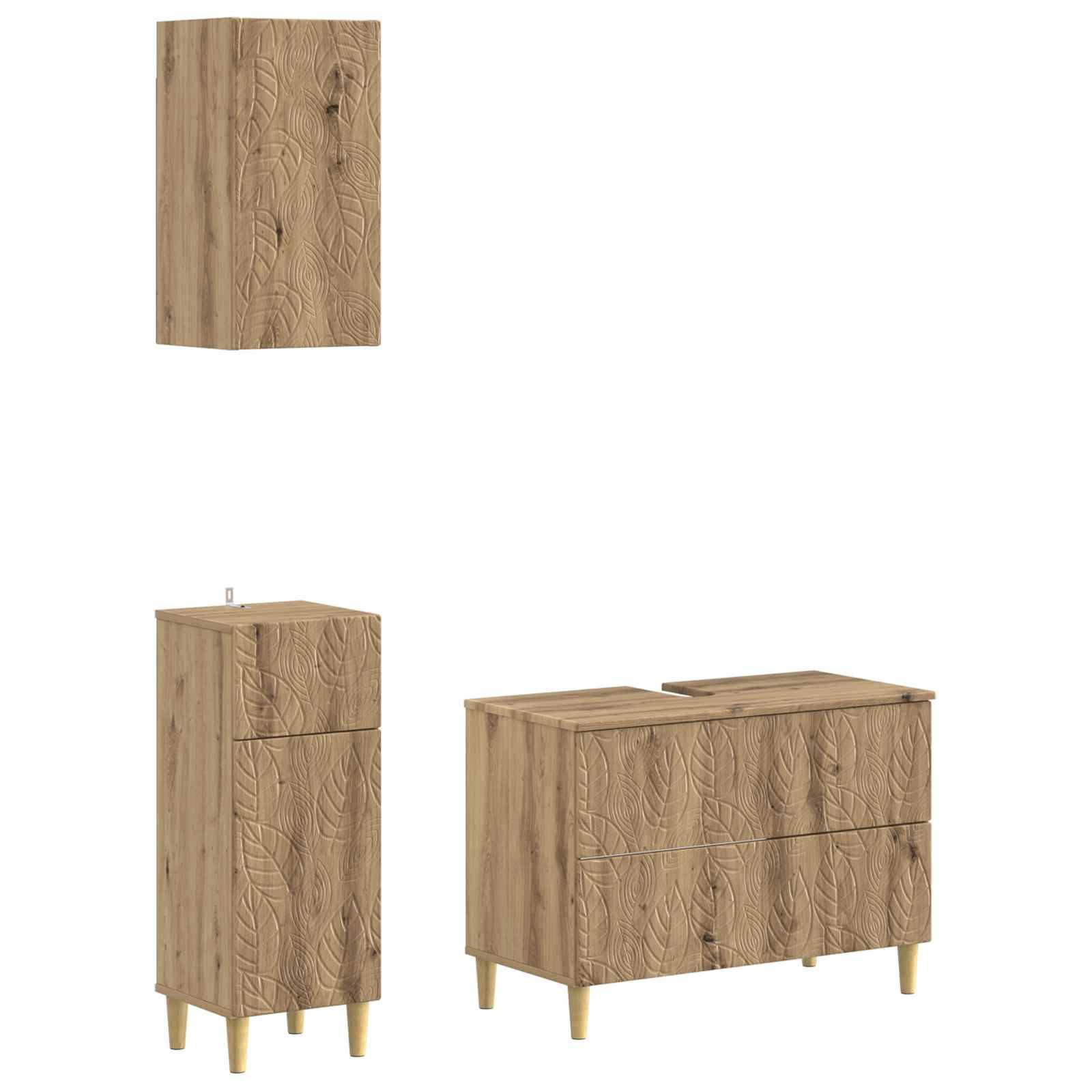 vidaXL 3-teiliges Badezimmer-Schranksystem DELFT Artisan-Eiche