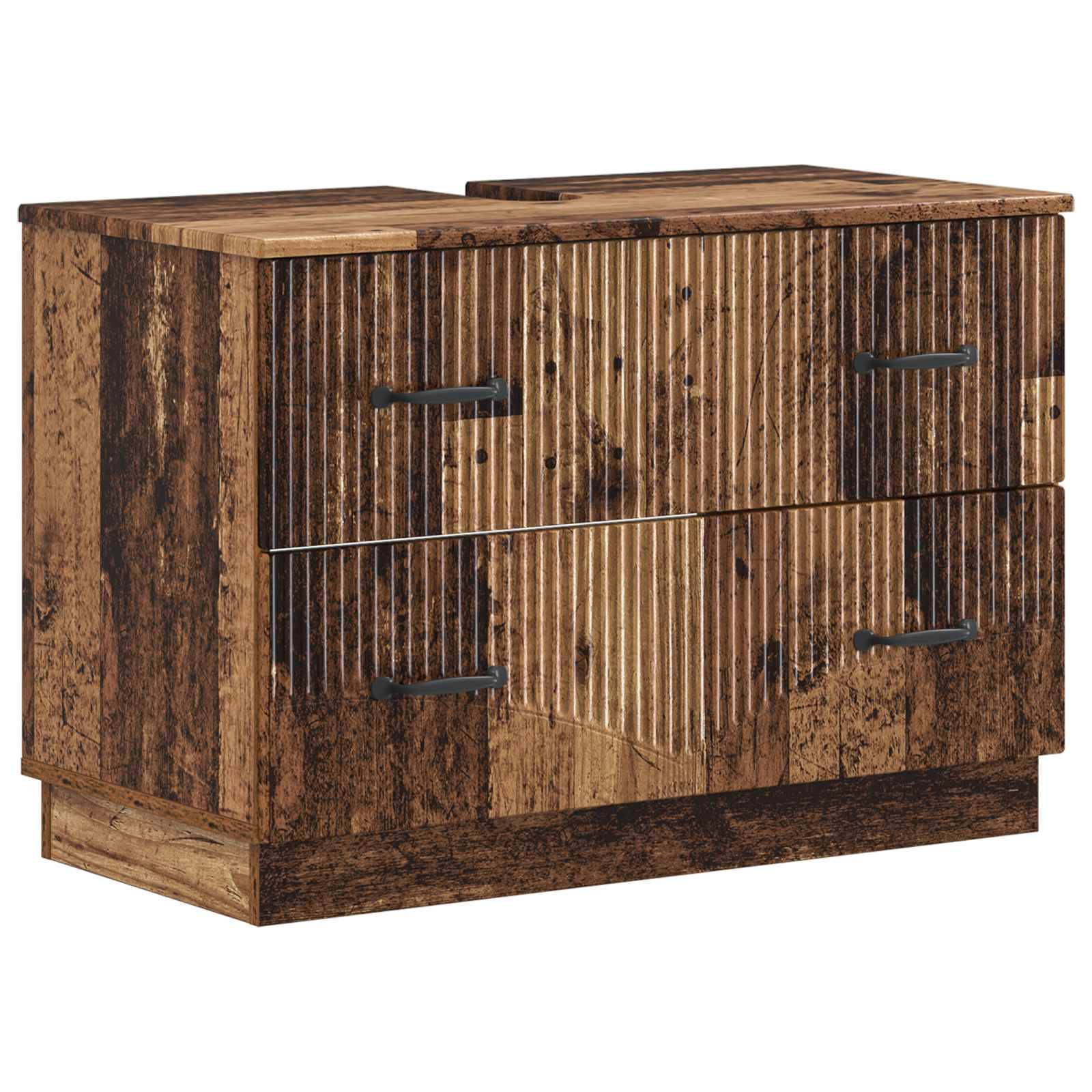 vidaXL 4-teiliges Badezimmer-Schrank-Set HOORN Altholz Holzwerkstoff