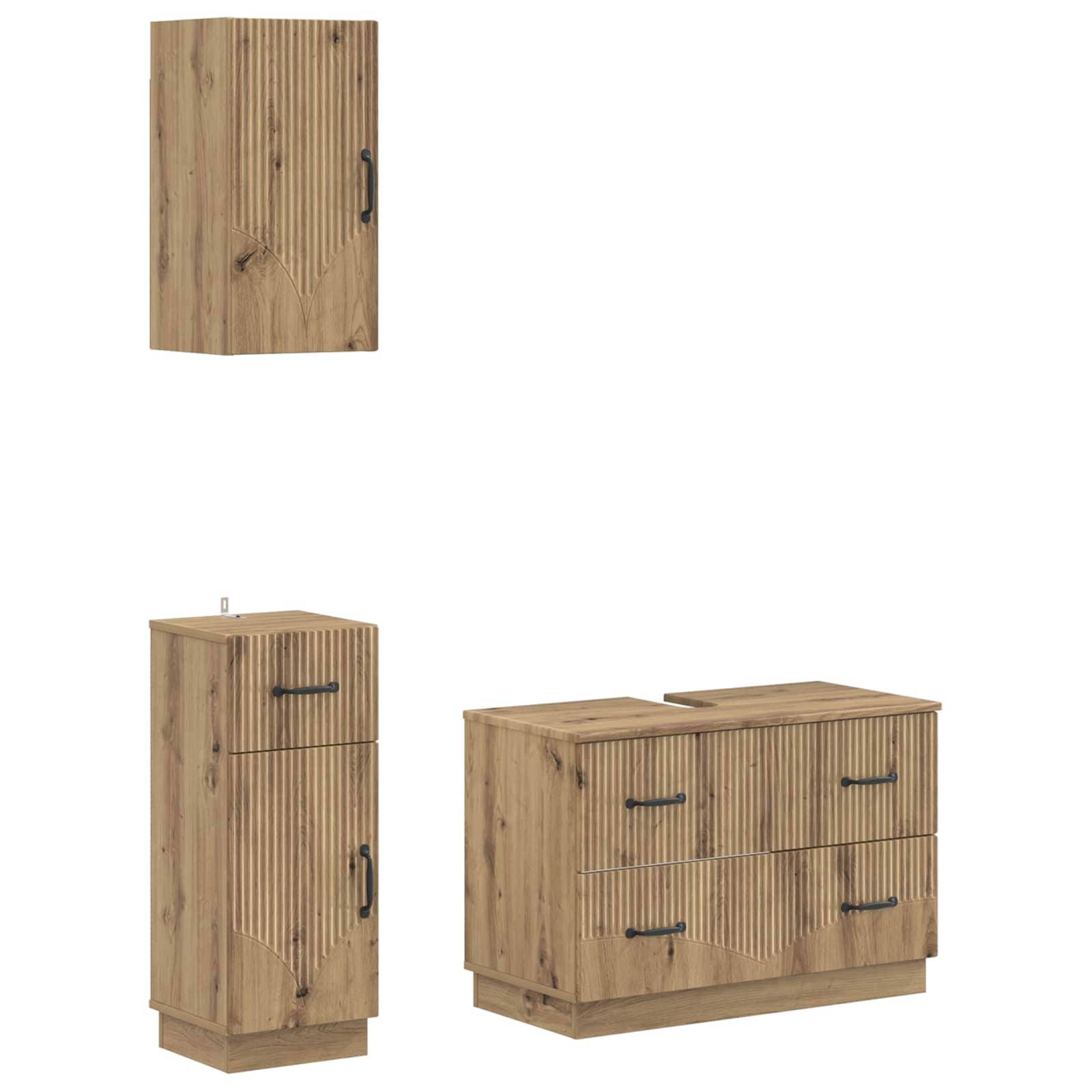 vidaXL 3-teiliges Badezimmer-Schranksystem HOORN Artisan-Eiche