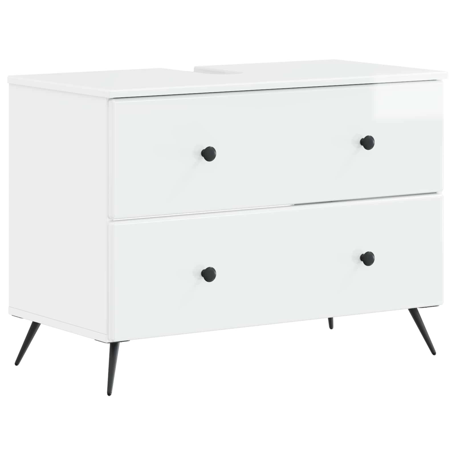 vidaXL 4-teiliges Badezimmer-Schrank-Set BREDA Hochglanz Weiß