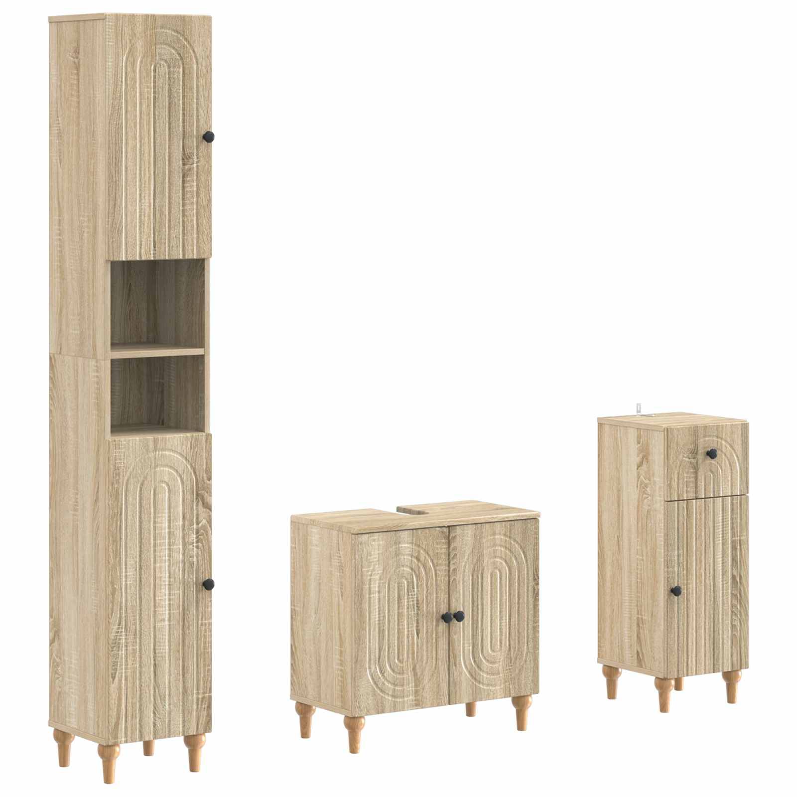 vidaXL 3-teiliges Badezimmer-Schranksystem ALKMAAR Holzwerkstoff