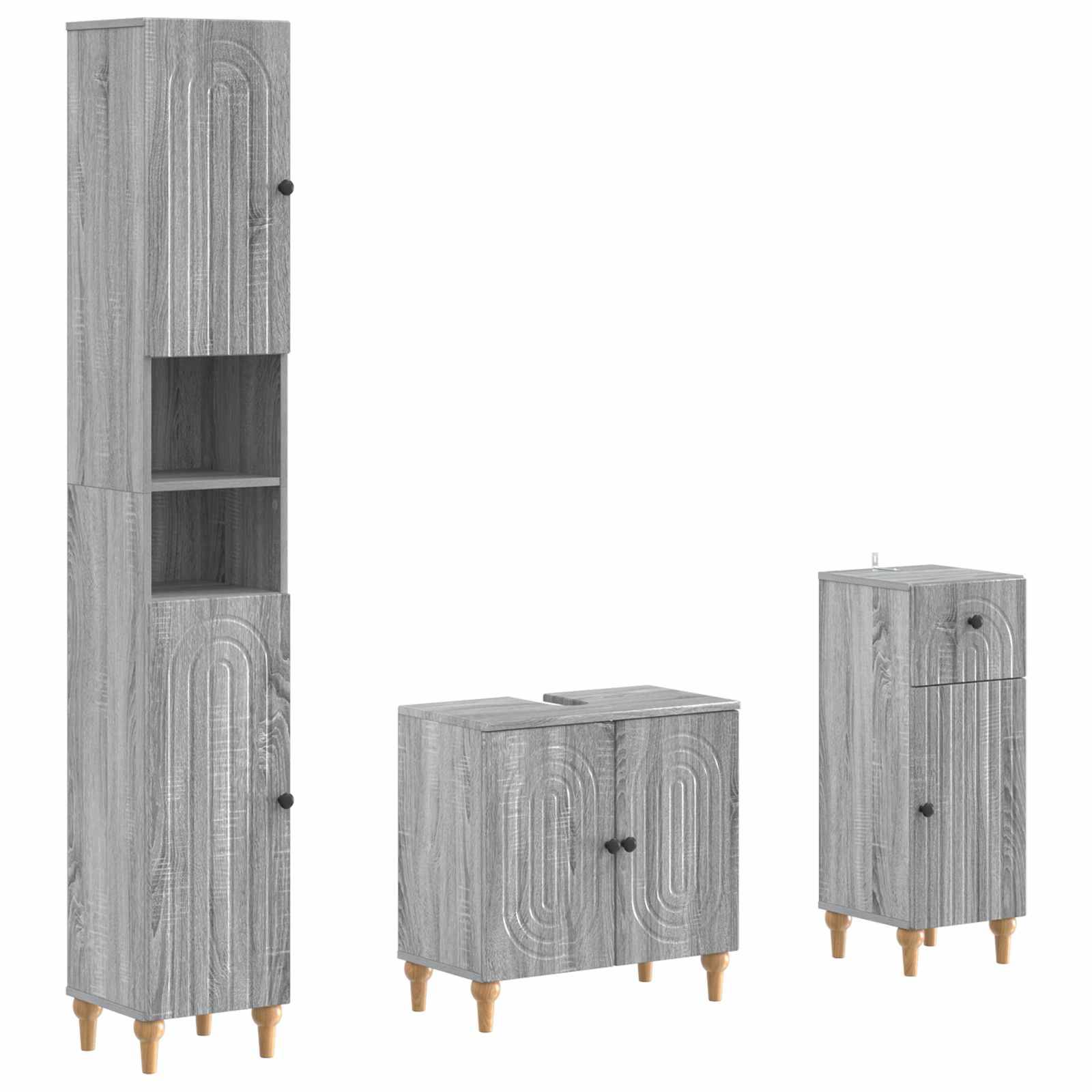 vidaXL 3-teiliges Badezimmer-Schranksystem ALKMAAR Holzwerkstoff