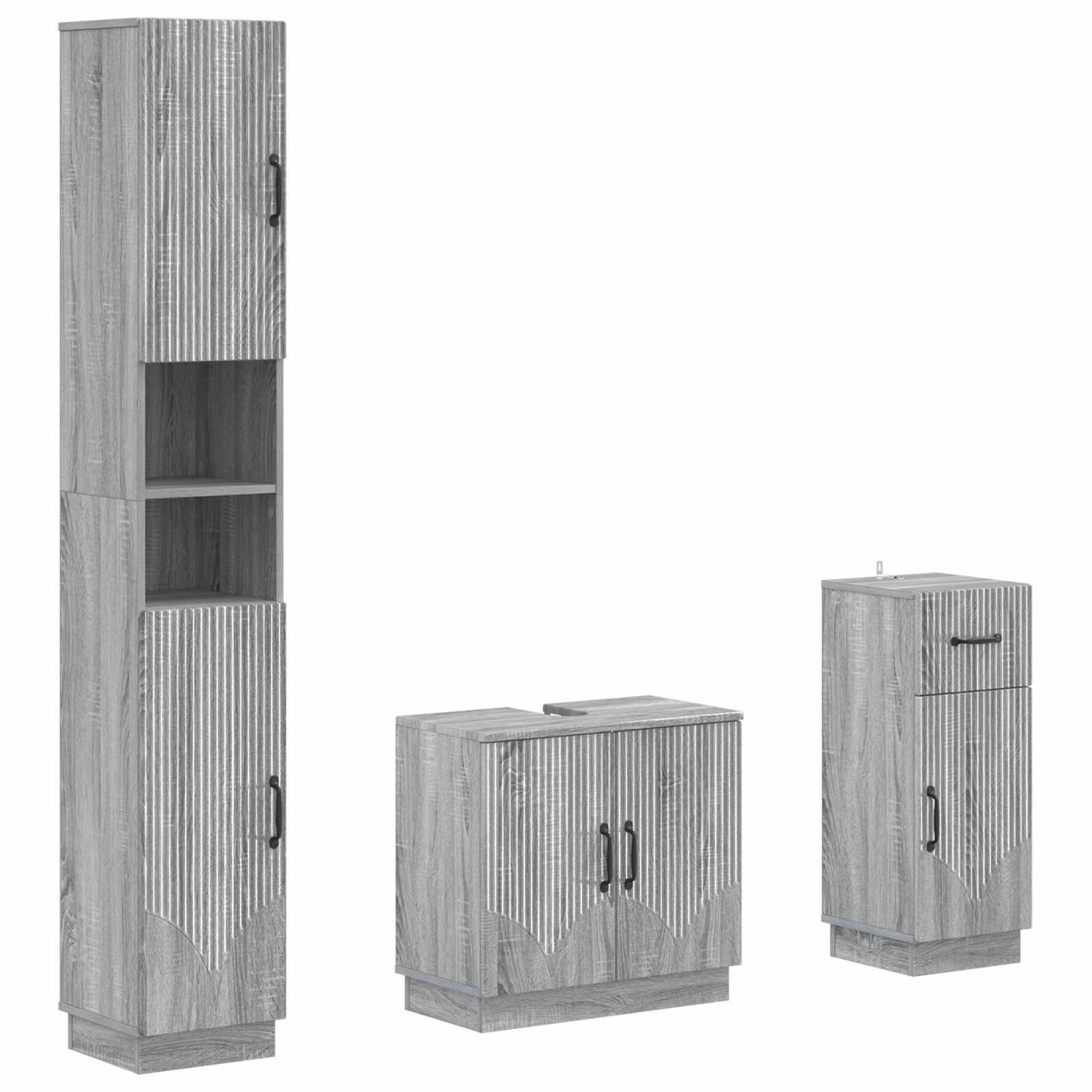 vidaXL 3-teiliges Badezimmer-Schranksystem HOORN Holzwerkstoff