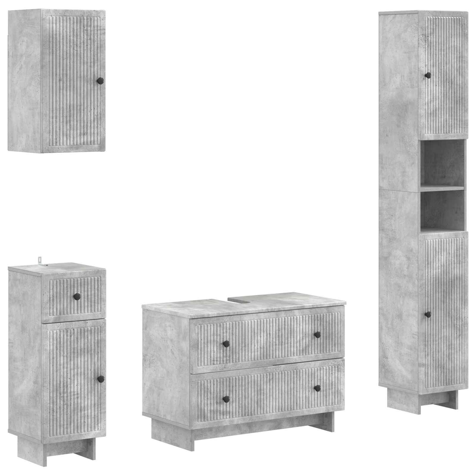 vidaXL 4-teiliges Badezimmer-Schrank-Set EDE Betongrau Holzwerkstoff