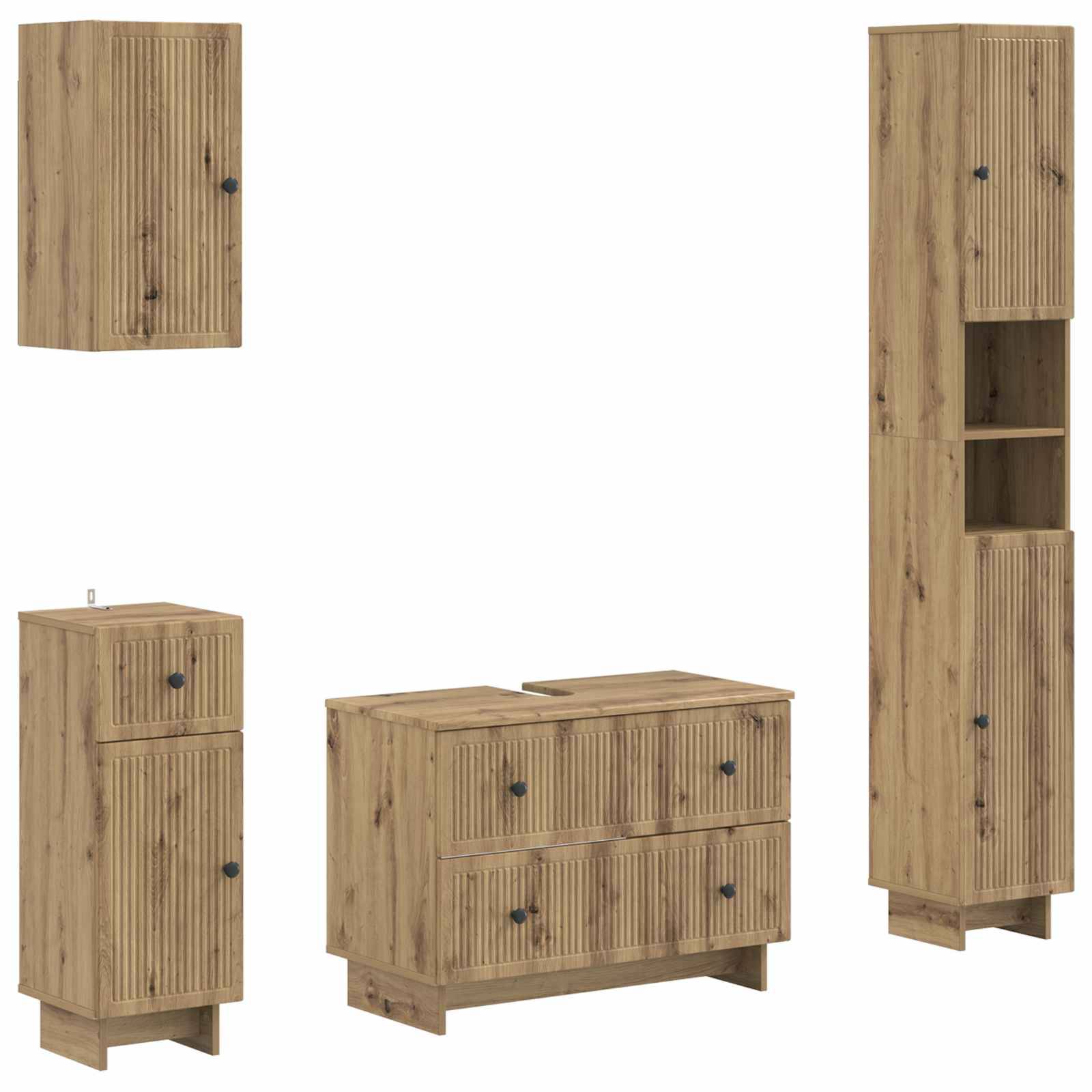 vidaXL 4-teiliges Badezimmer-Schrank-Set EDE Artisan-Eiche