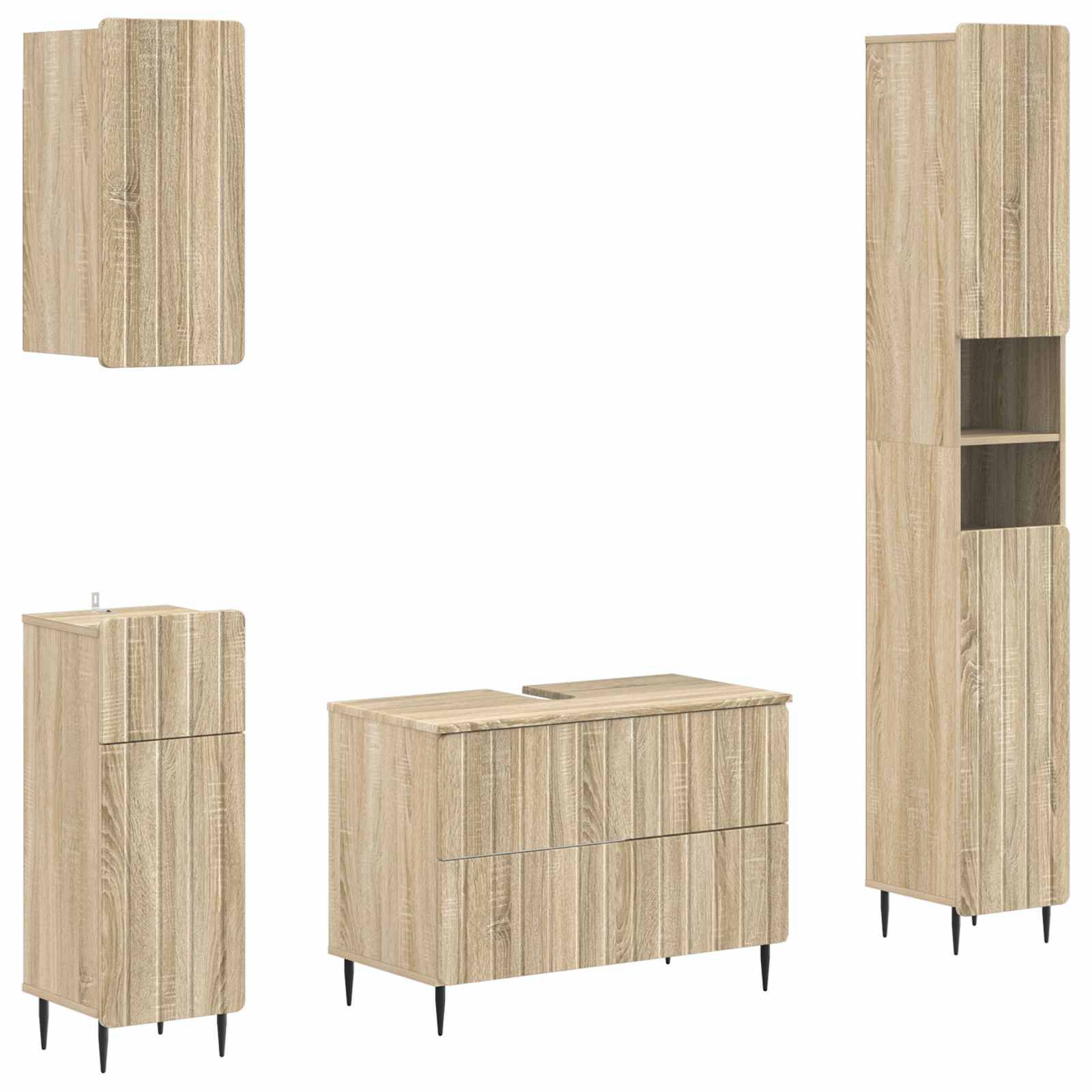 vidaXL 4-teiliges Badezimmer-Schrank-Set ZWOLLE Sonoma-Eiche