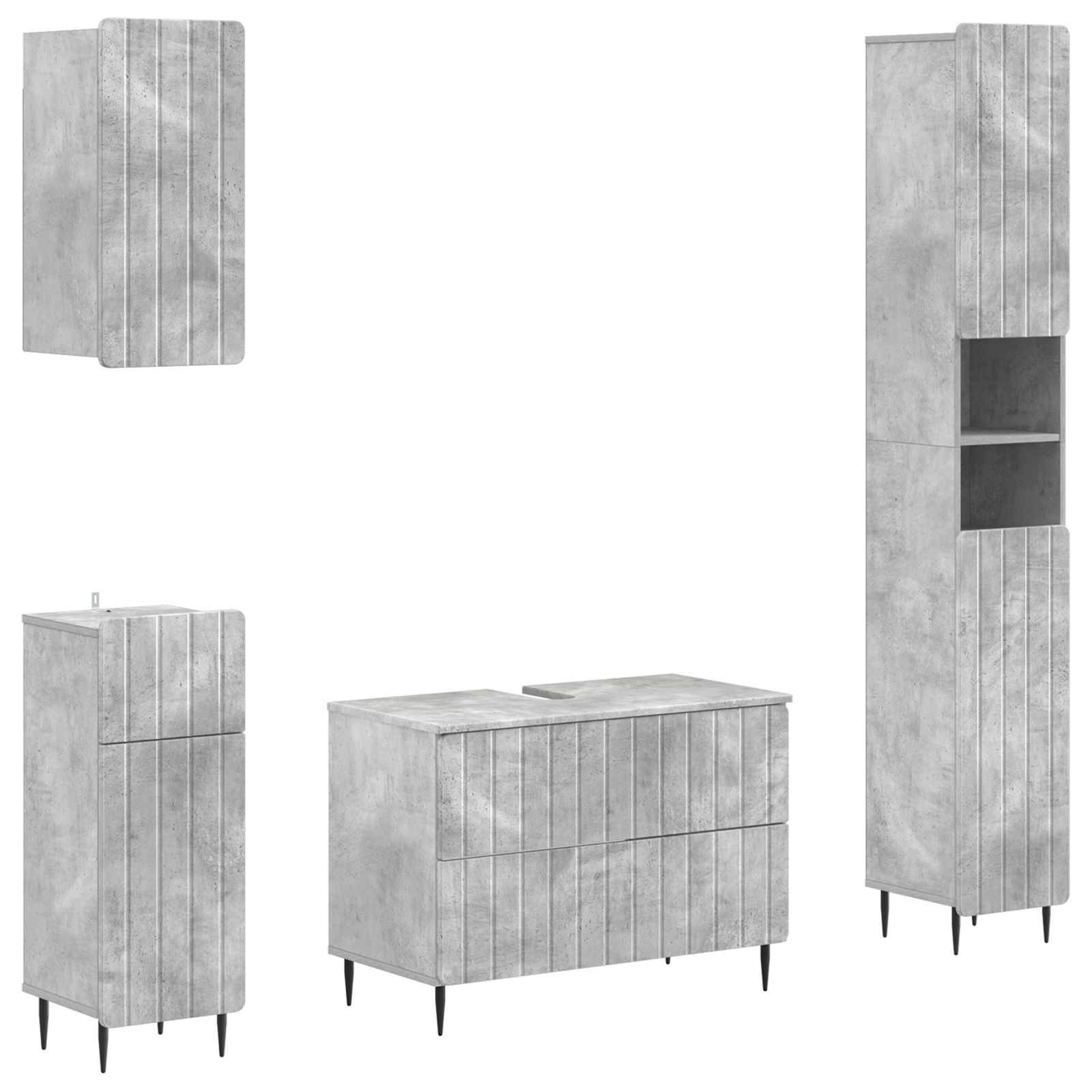 vidaXL 4-teiliges Badezimmer-Schrank-Set ZWOLLE Betongrau