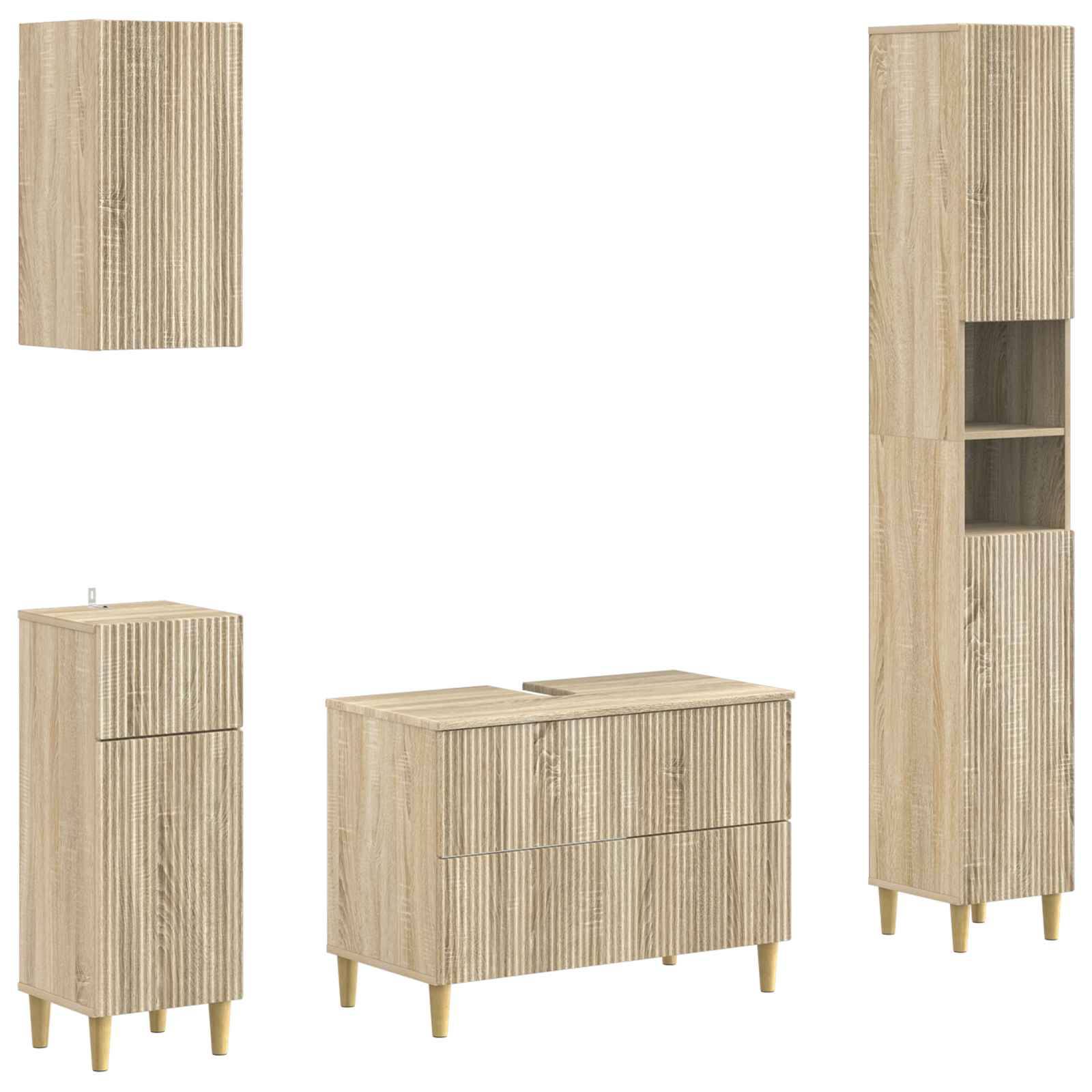 vidaXL 4-teiliges Badezimmer-Schrank-Set ARNHEM Sonoma-Eiche