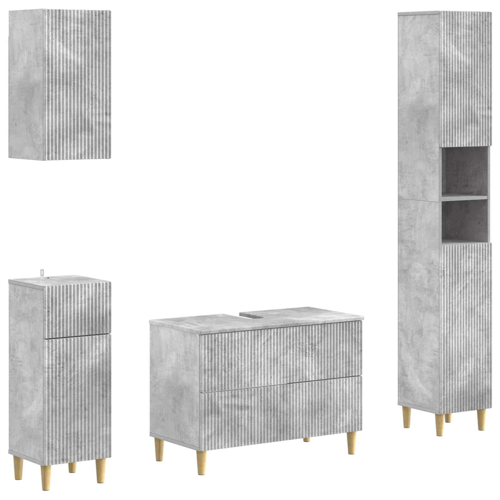 vidaXL 4-teiliges Badezimmer-Schrank-Set ARNHEM Betongrau