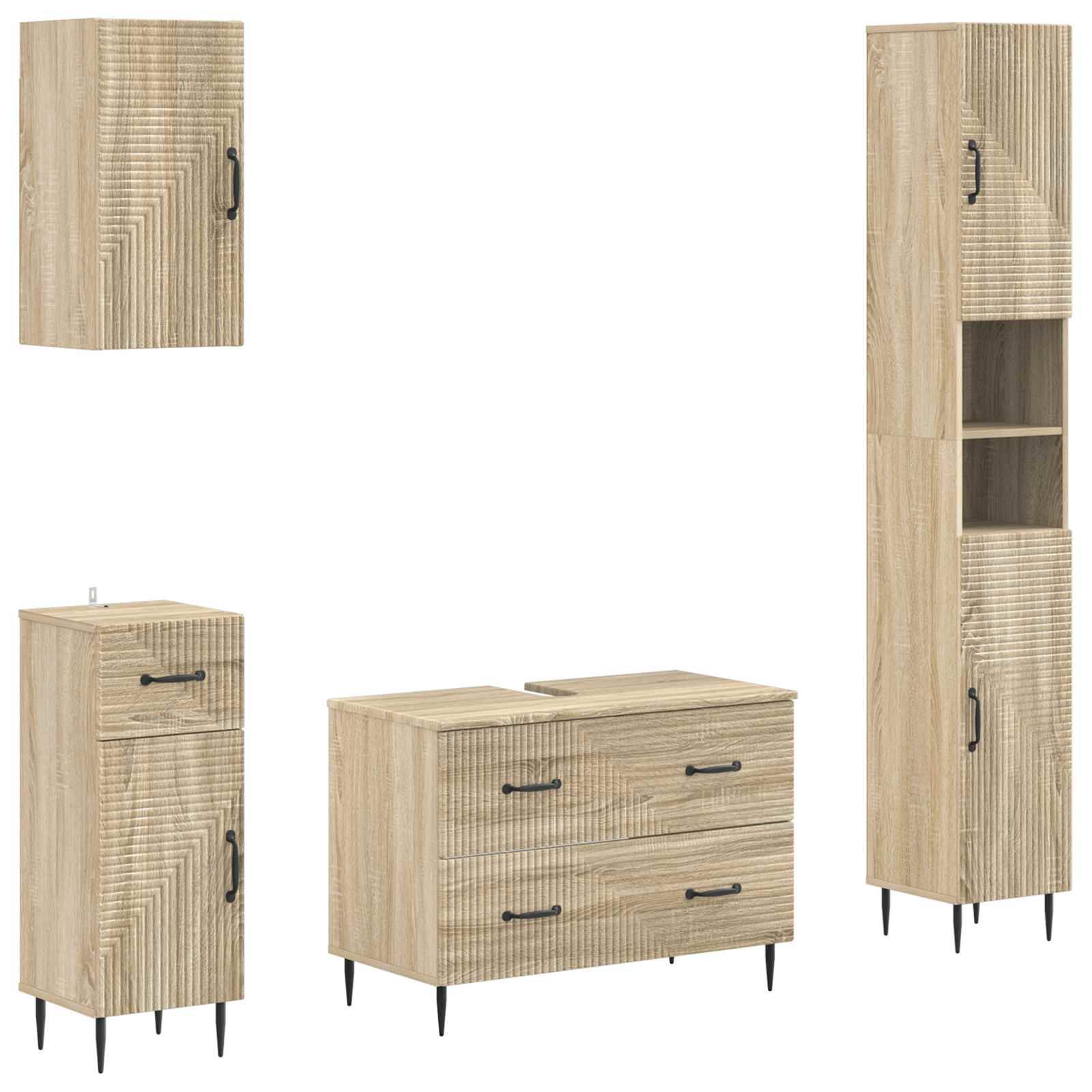 vidaXL 4-teiliges Badezimmer-Schrank-Set HAARLEM Sonoma-Eiche