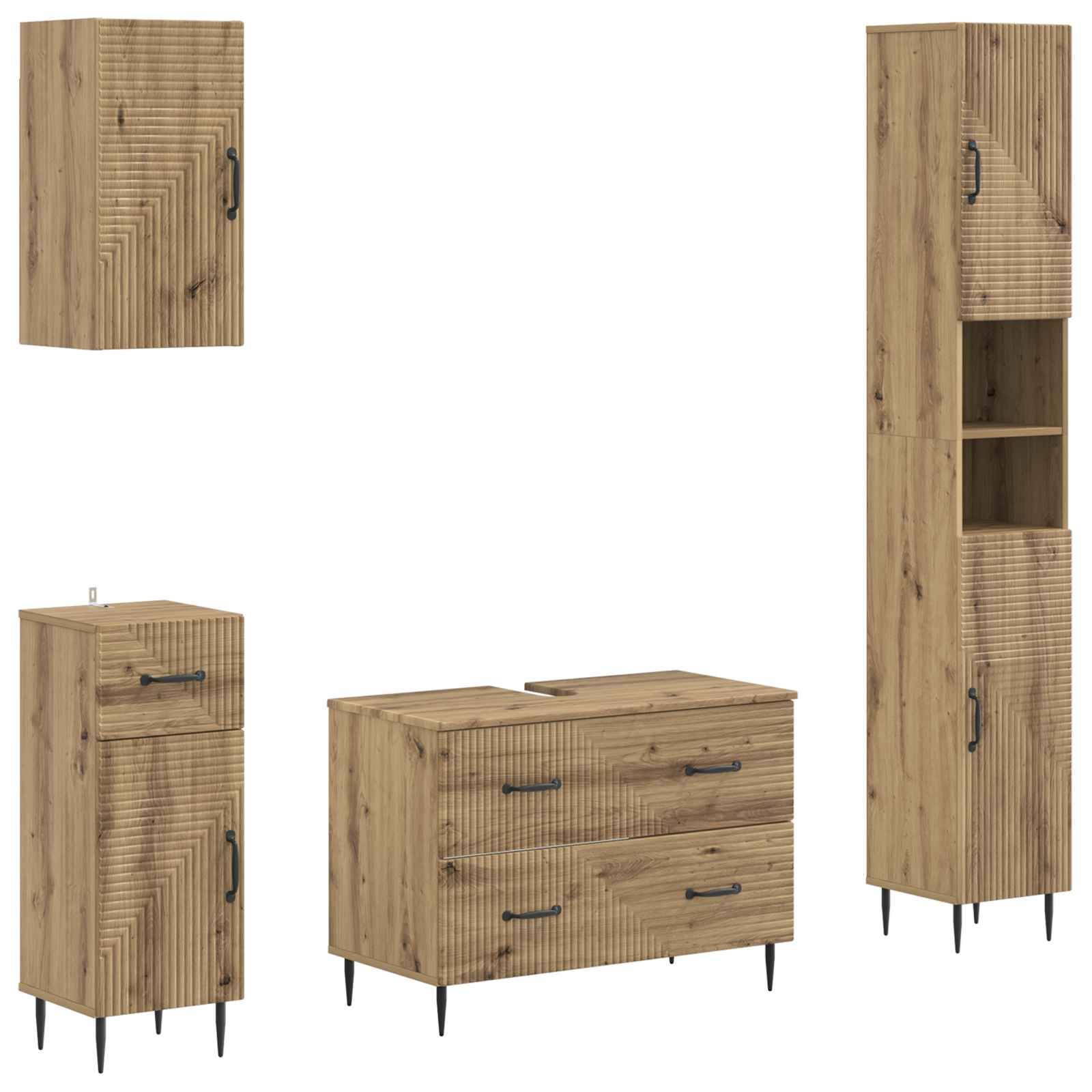 vidaXL 4-teiliges Badezimmer-Schrank-Set HAARLEM Artisan-Eiche
