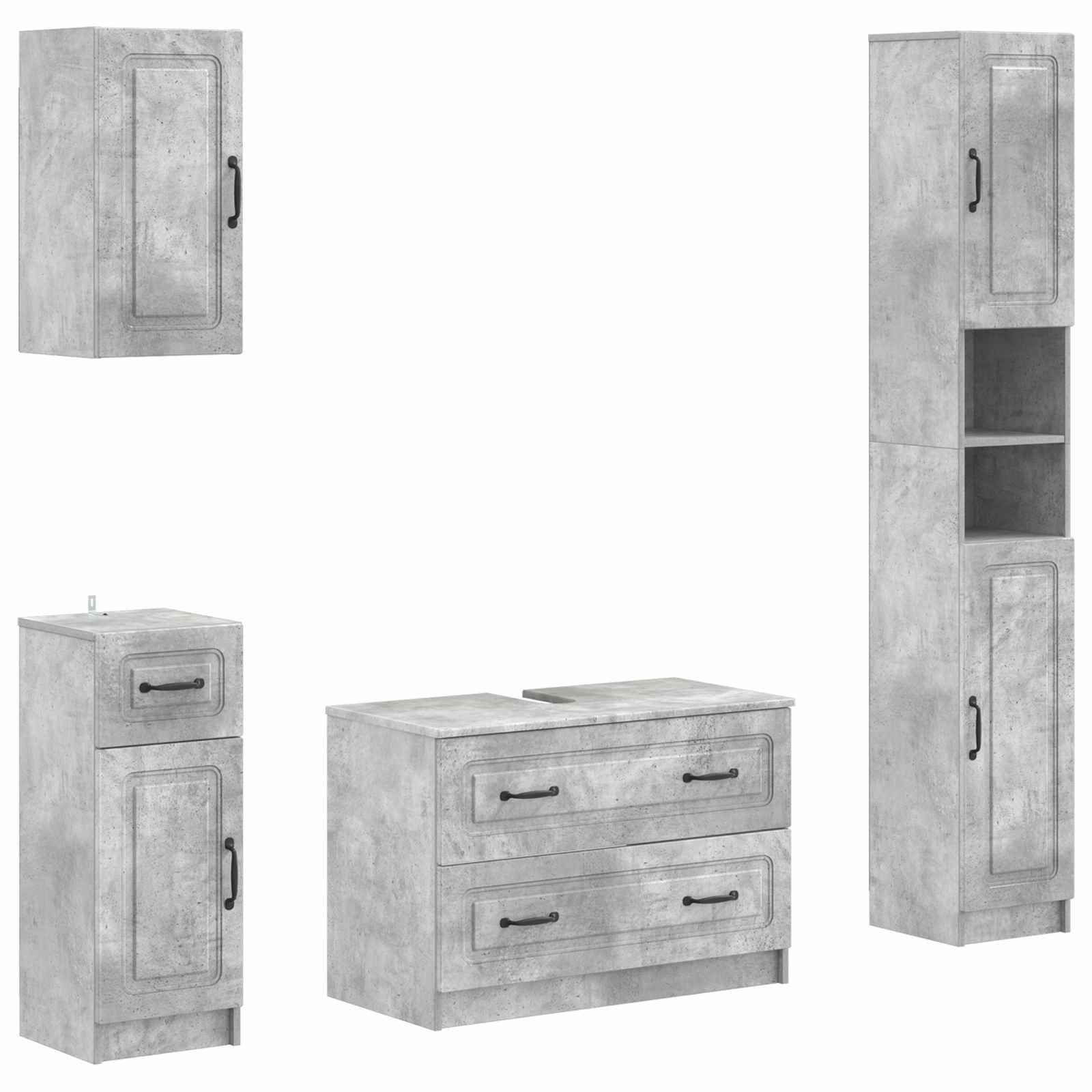 vidaXL 4-teiliges Badezimmer-Schrank-Set UTRECHT Betongrau