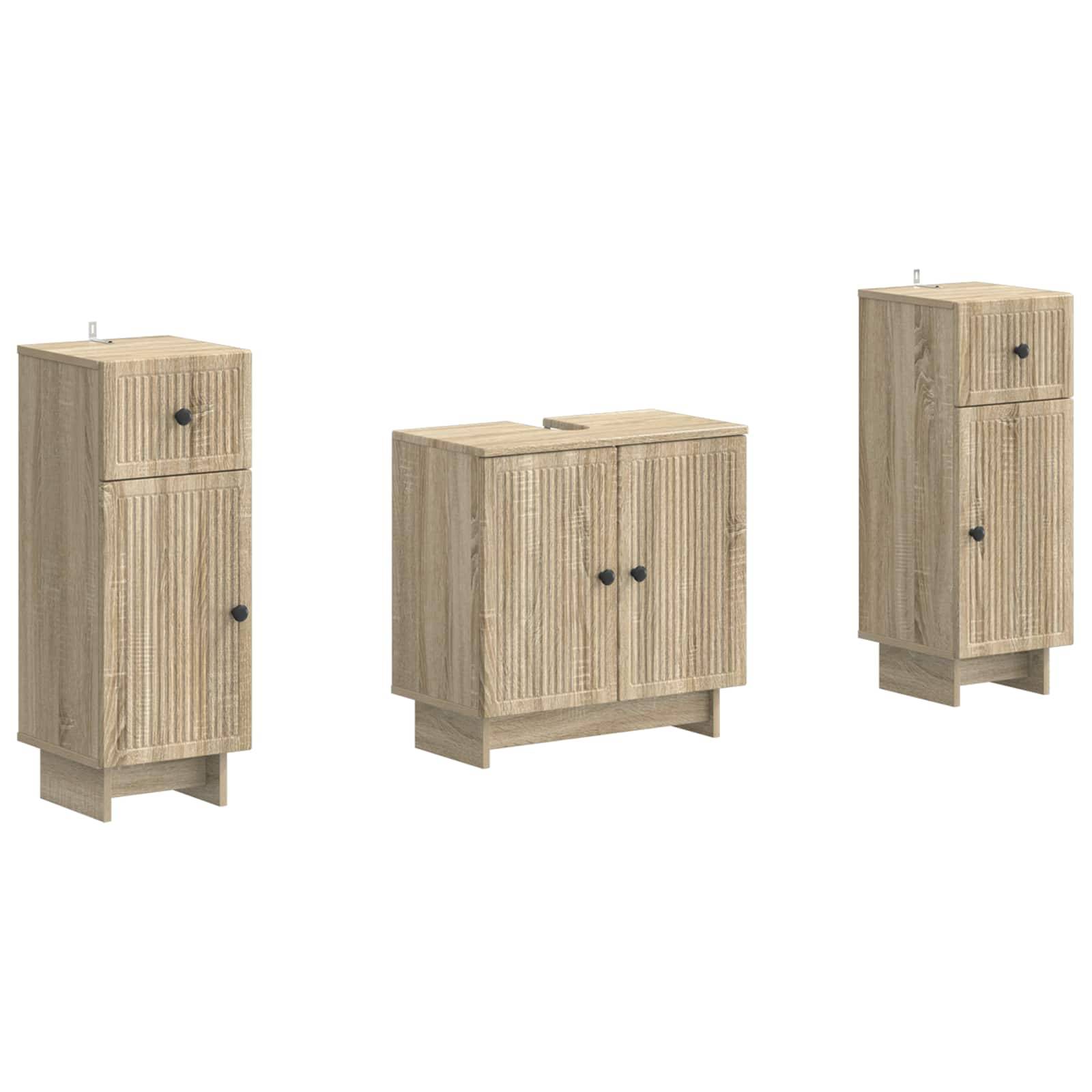 vidaXL 2-teiliges Badezimmer Schrank Set EDE Sonoma-Eiche