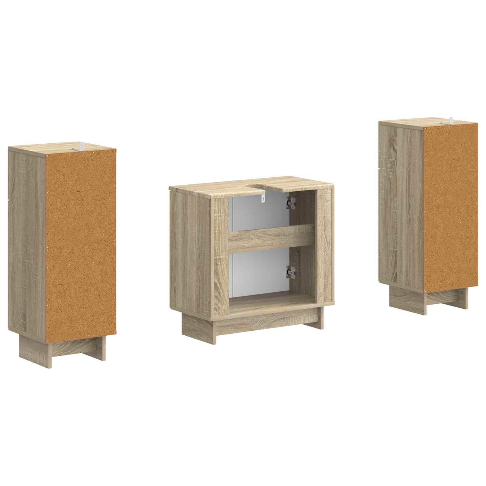 vidaXL 2-teiliges Badezimmer Schrank Set EDE Sonoma-Eiche