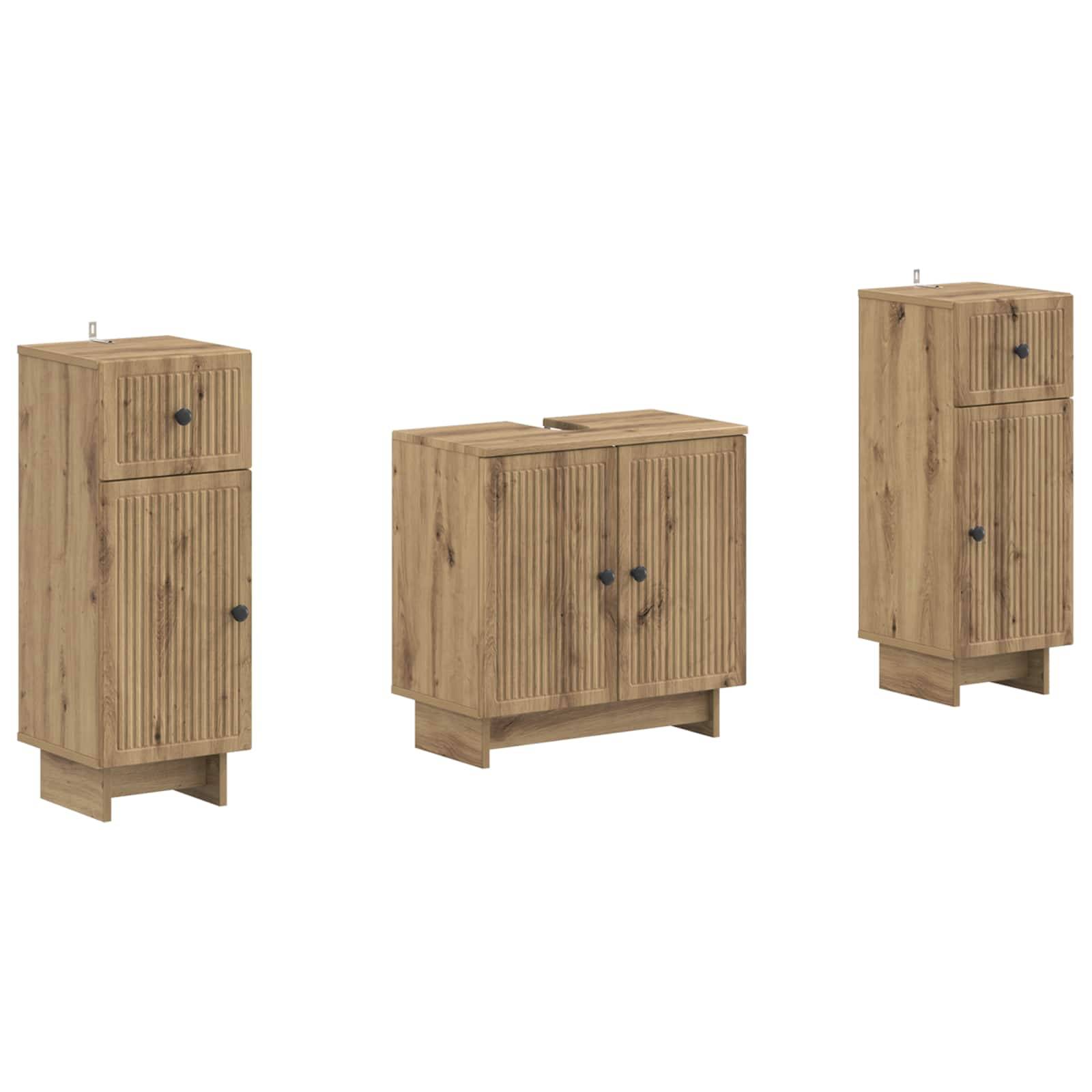 vidaXL 2-teiliges Badezimmer Schrank Set EDE Artisan-Eiche