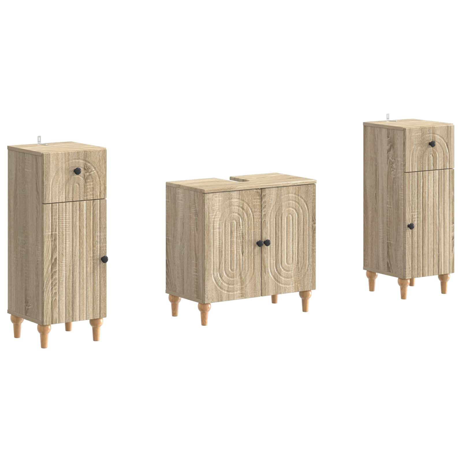 vidaXL 2-teiliges Badezimmer Schrank Set ALKMAAR Sonoma-Eiche