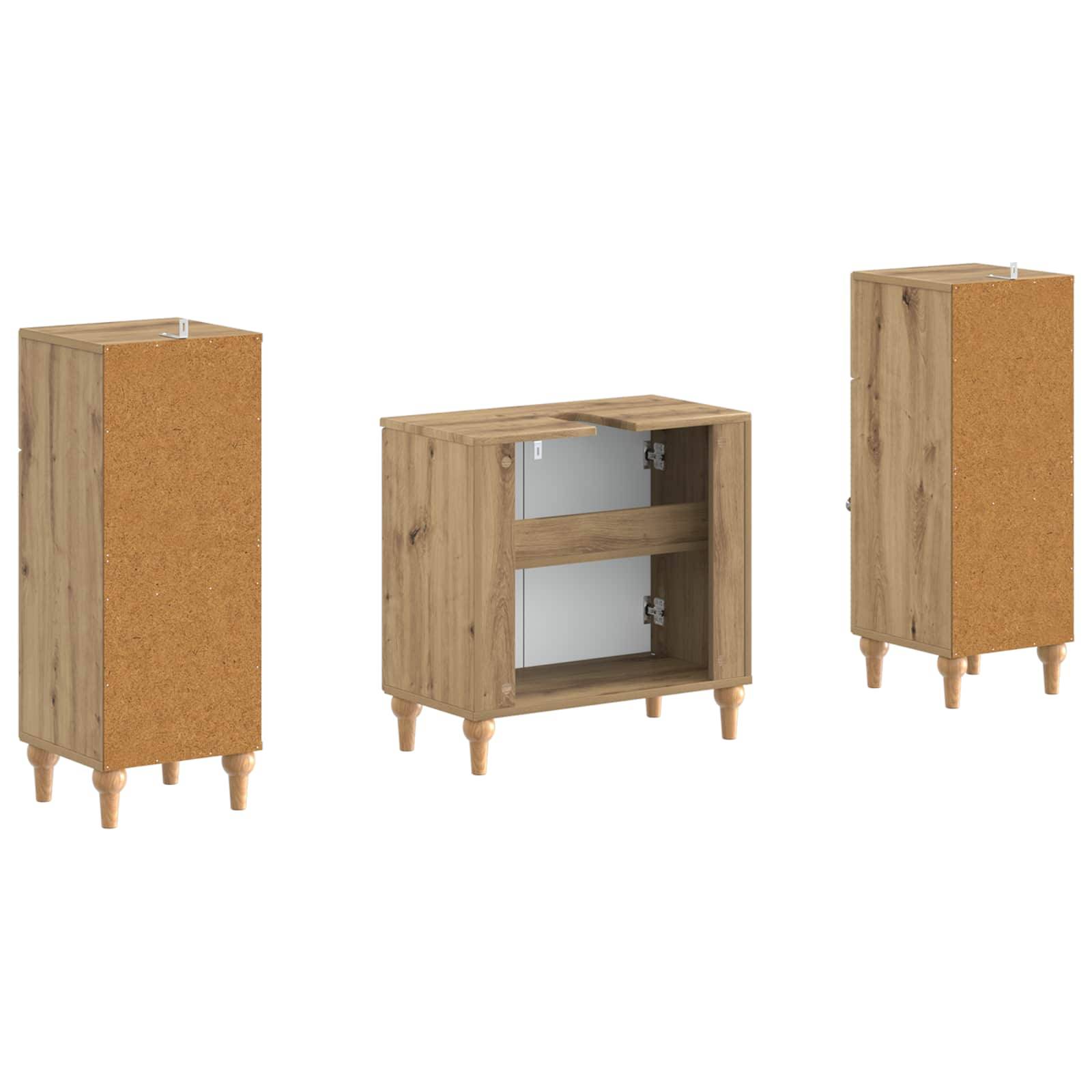 vidaXL 2-teiliges Badezimmer Schrank Set ALKMAAR Artisan-Eiche
