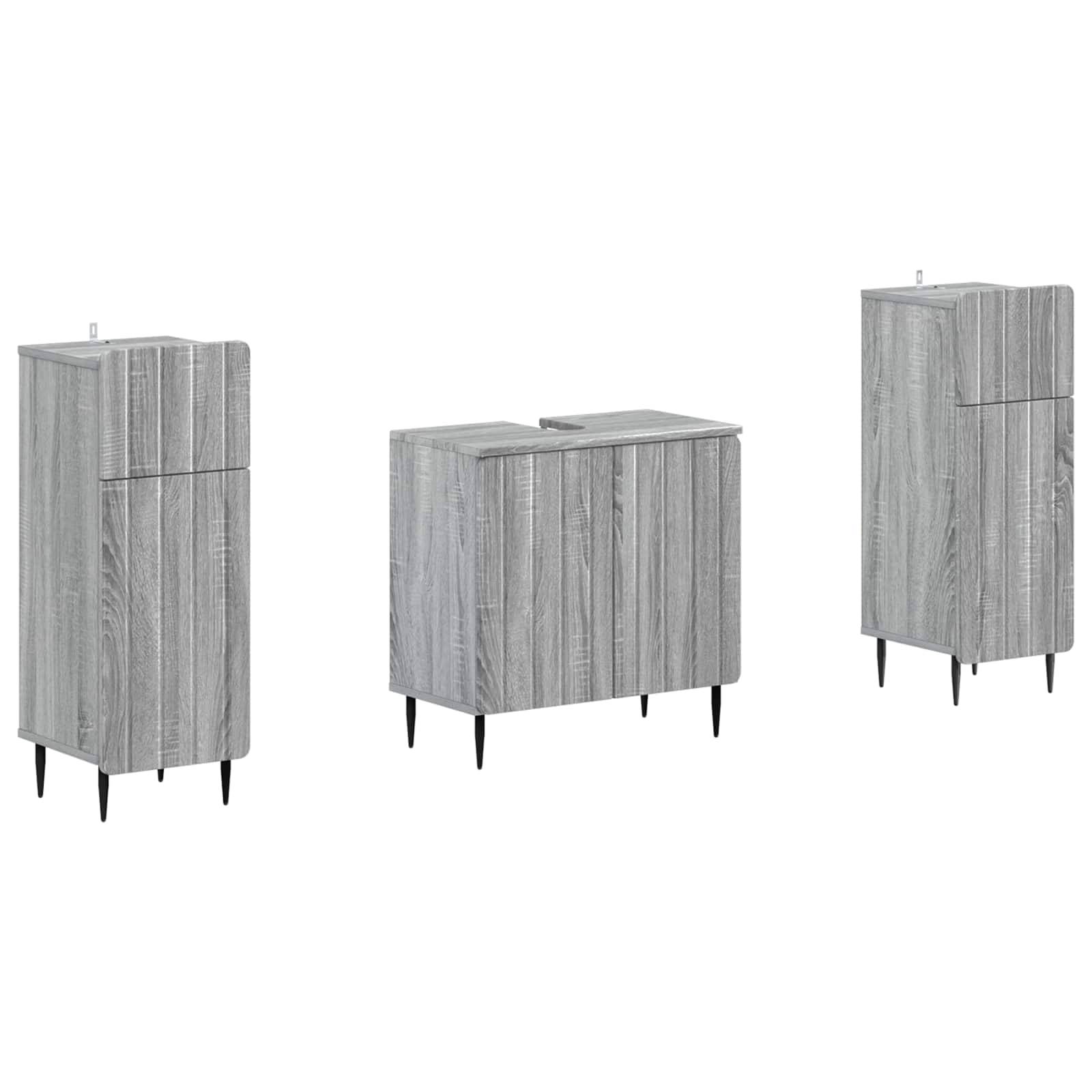 vidaXL 2-teiliges Badezimmer Schrank Set ZWOLLE Sonoma-Grau