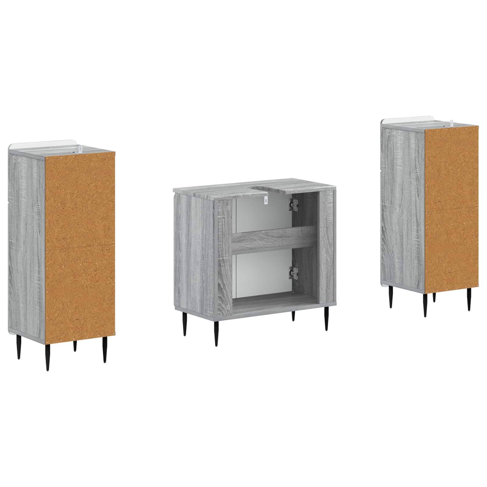 vidaXL 2-teiliges Badezimmer Schrank Set HAARLEM Sonoma-Grau