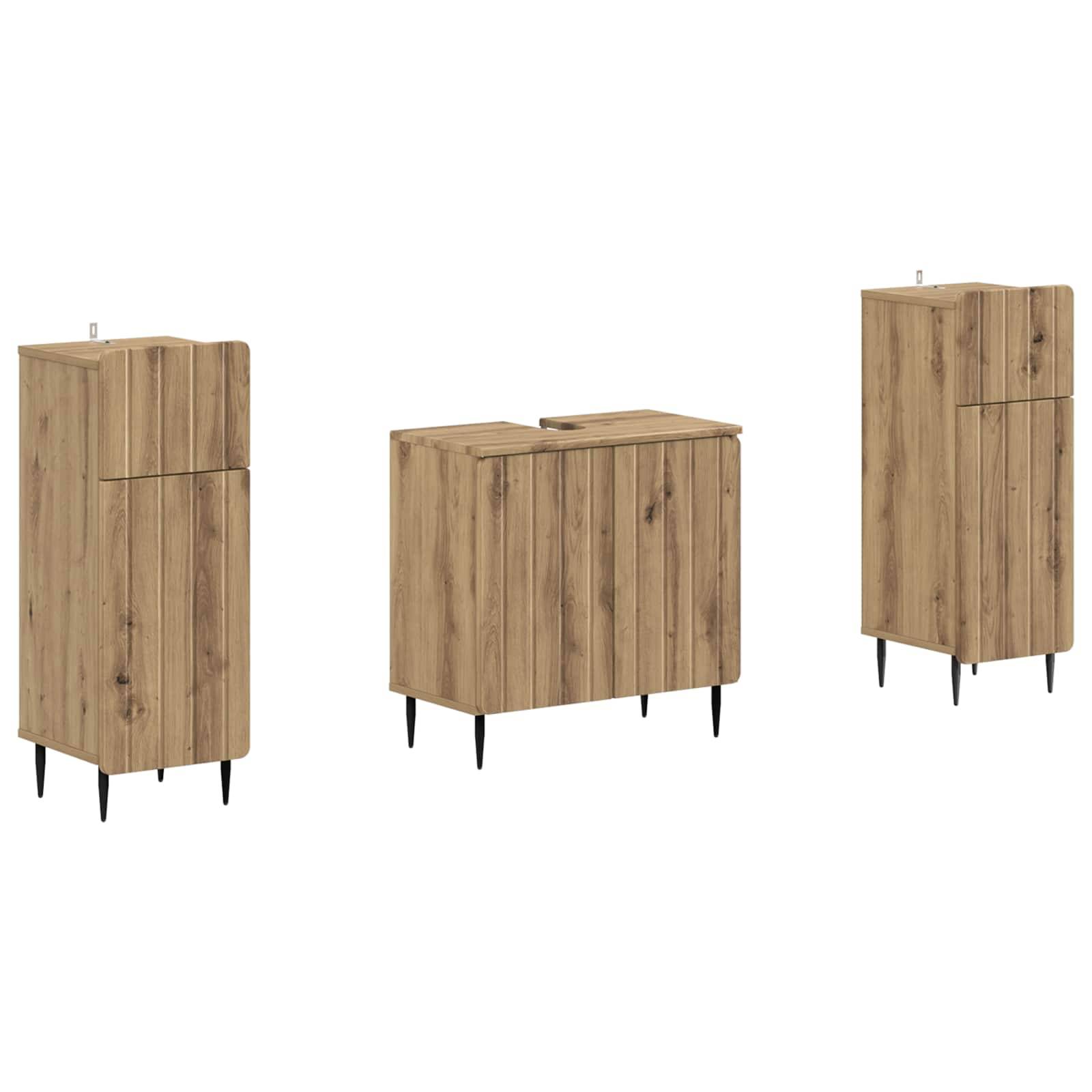 vidaXL 2-teiliges Badezimmer Schrank Set ZWOLLE Artisan-Eiche