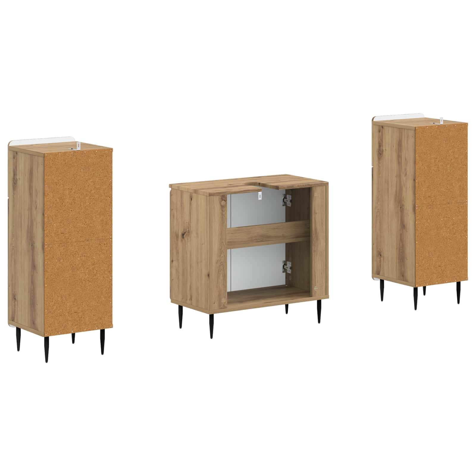 vidaXL 2-teiliges Badezimmer Schrank Set ZWOLLE Artisan-Eiche