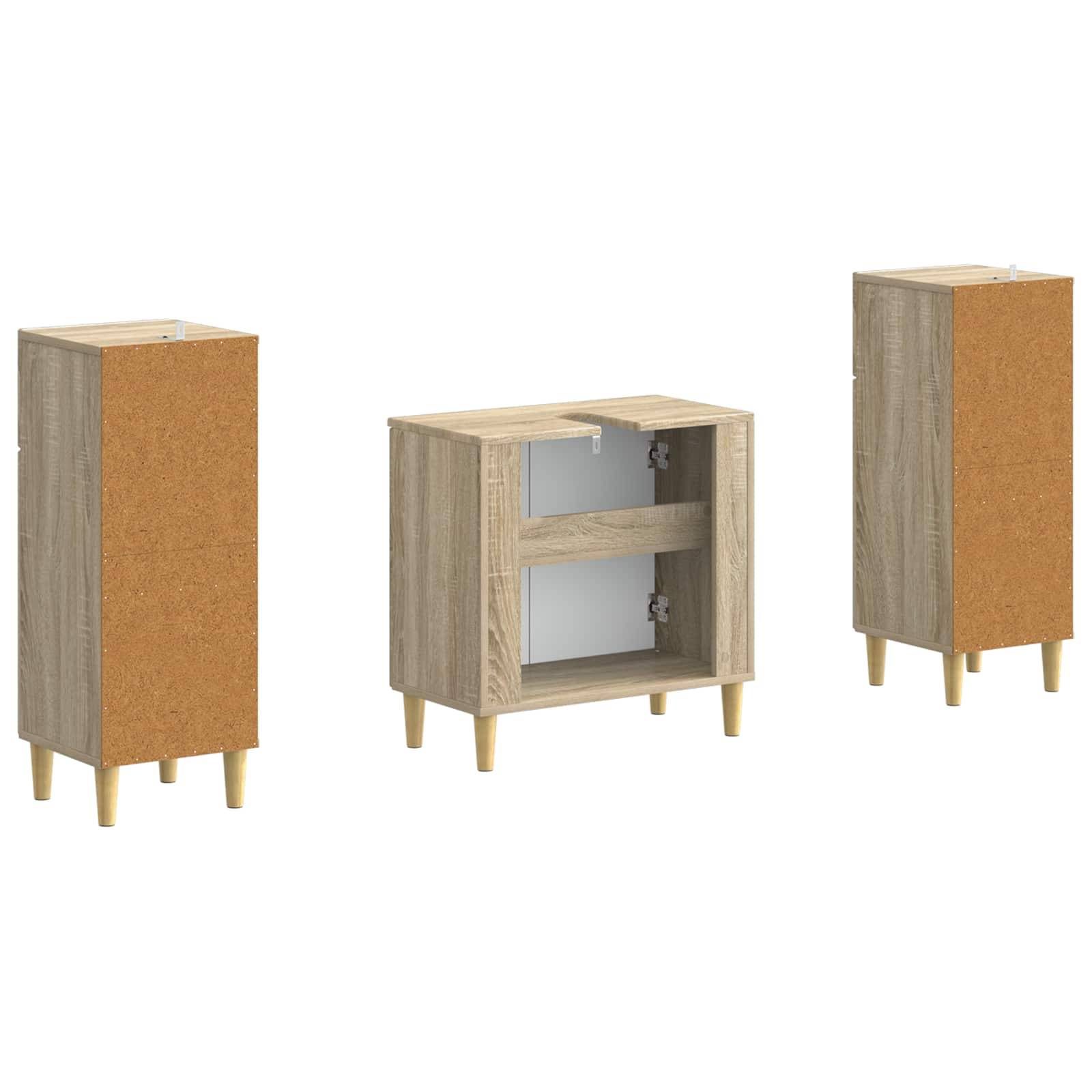 vidaXL 2-teiliges Badezimmer Schrank Set DELFT Sonoma-Eiche
