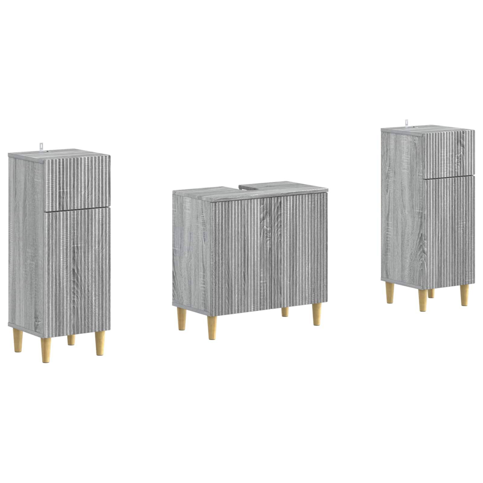 vidaXL 2-teiliges Badezimmer Schrank Set ARNHEM Sonoma-Grau