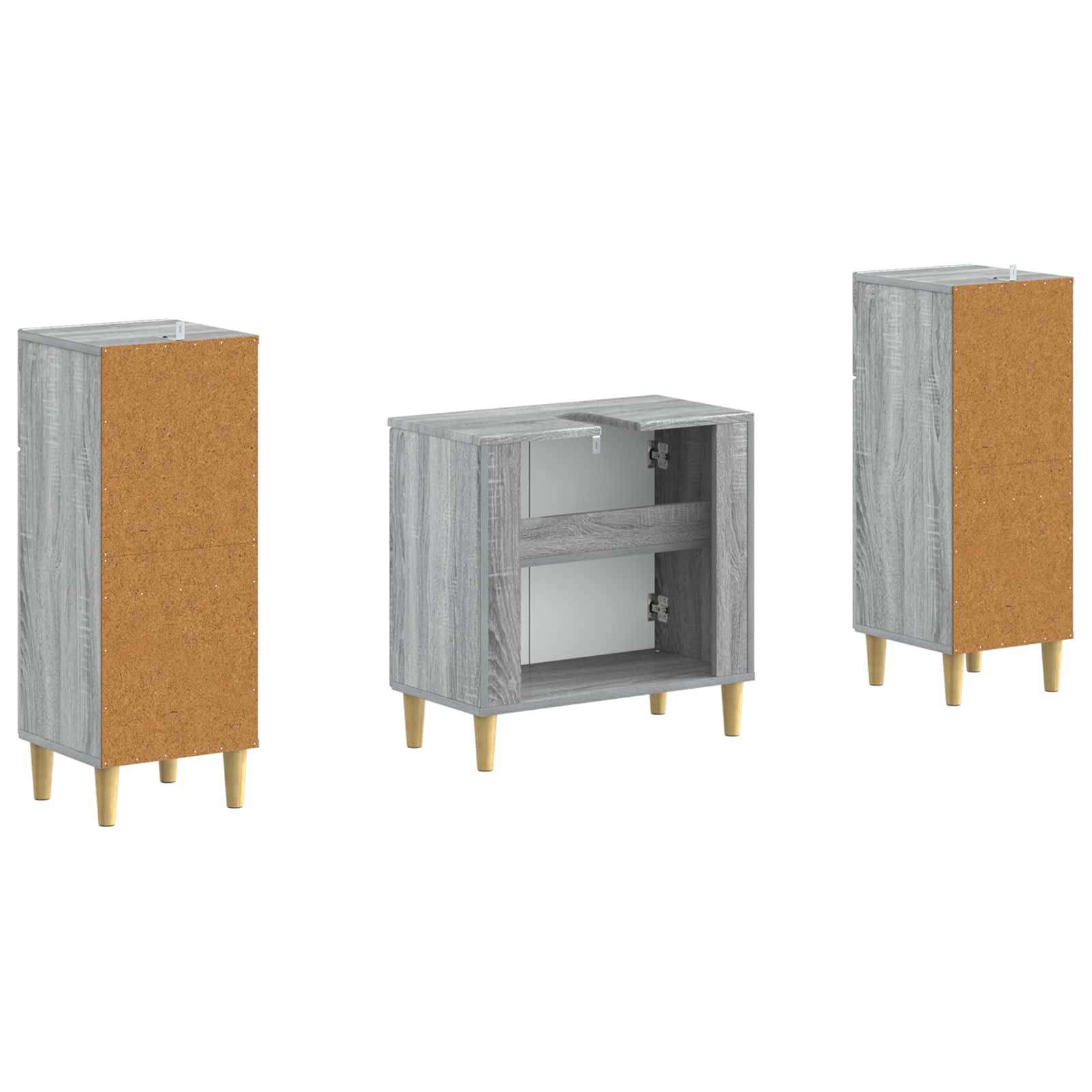vidaXL 2-teiliges Badezimmer Schrank Set DELFT Sonoma-Grau