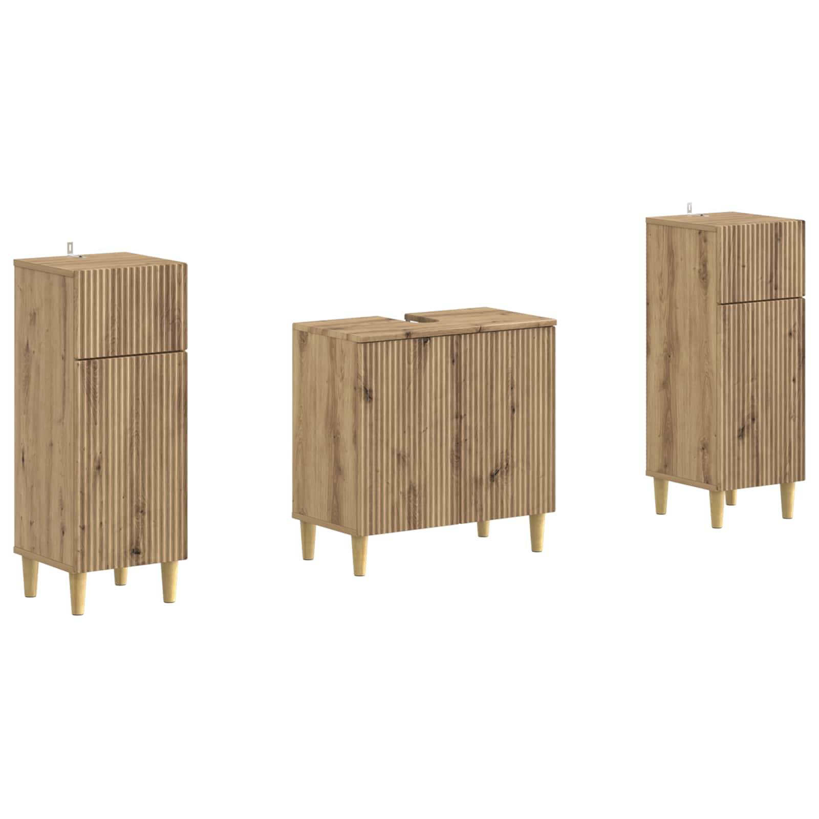 vidaXL 2-teiliges Badezimmer Schrank Set ARNHEM Artisan-Eiche